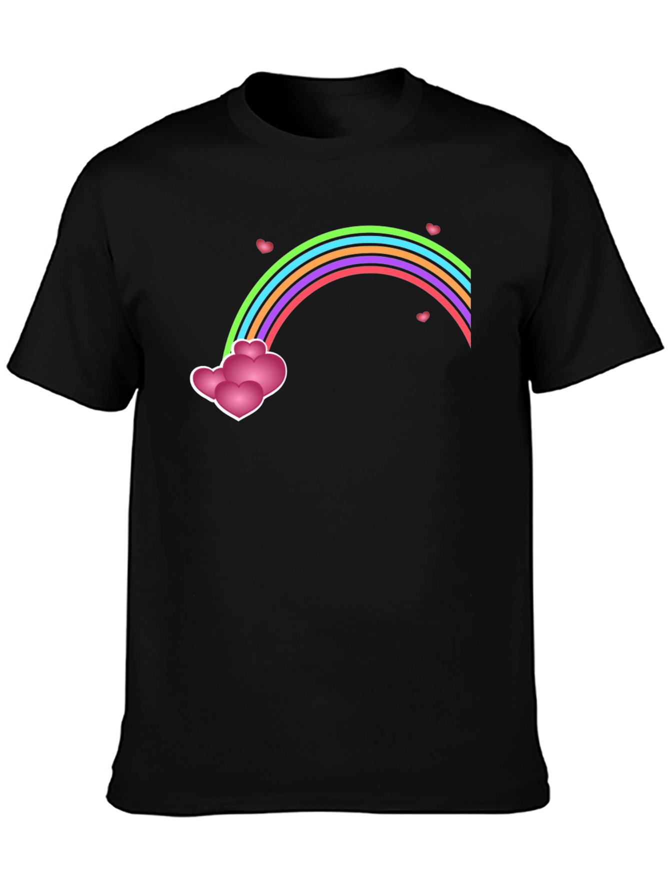 Black Rainbow Heart Cloud Black T-Shirt view 3