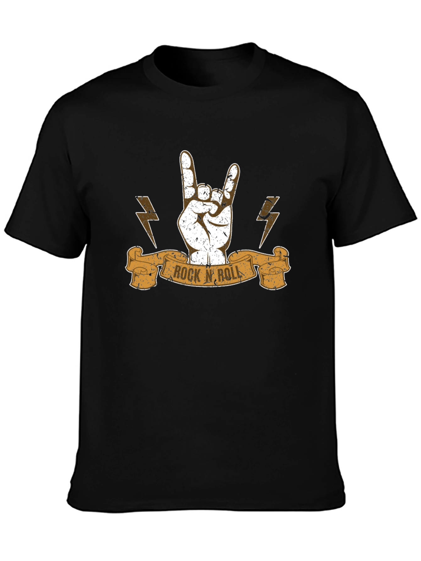 Black Rock N Roll Hand Sign T-Shirt - Black view 3