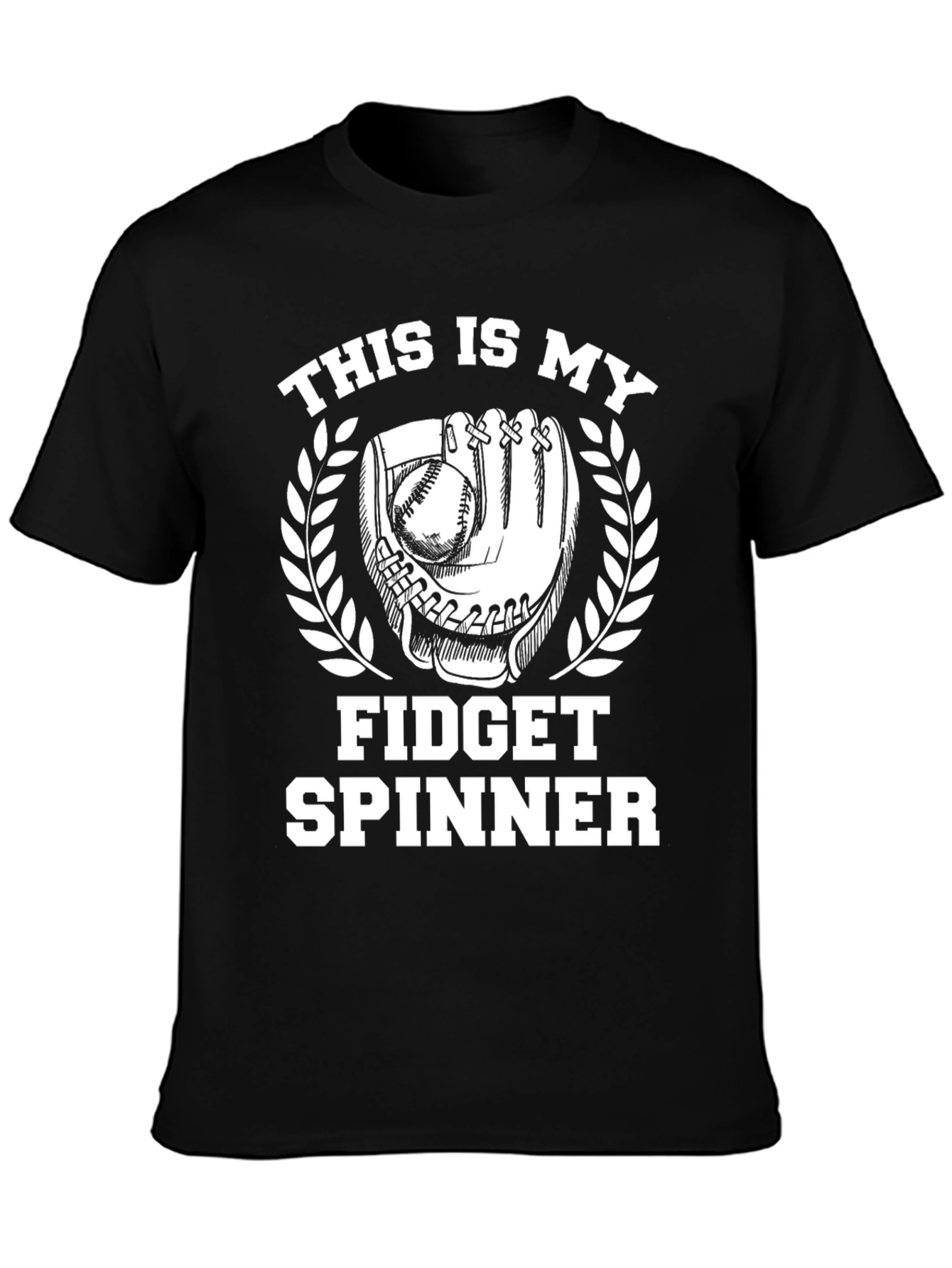 Black Baseball Fidget Spinner Graphic T-Shirt view 3