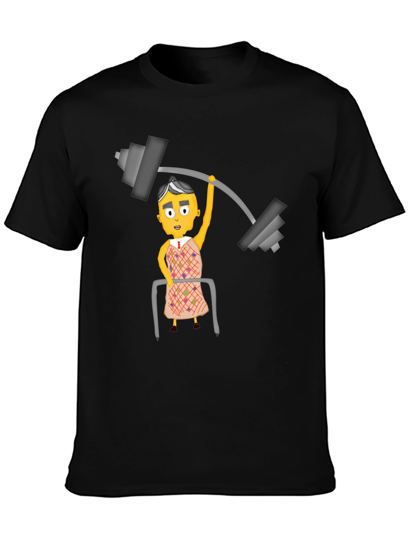Black Funny Lifting Grandma Black T-Shirt view 3