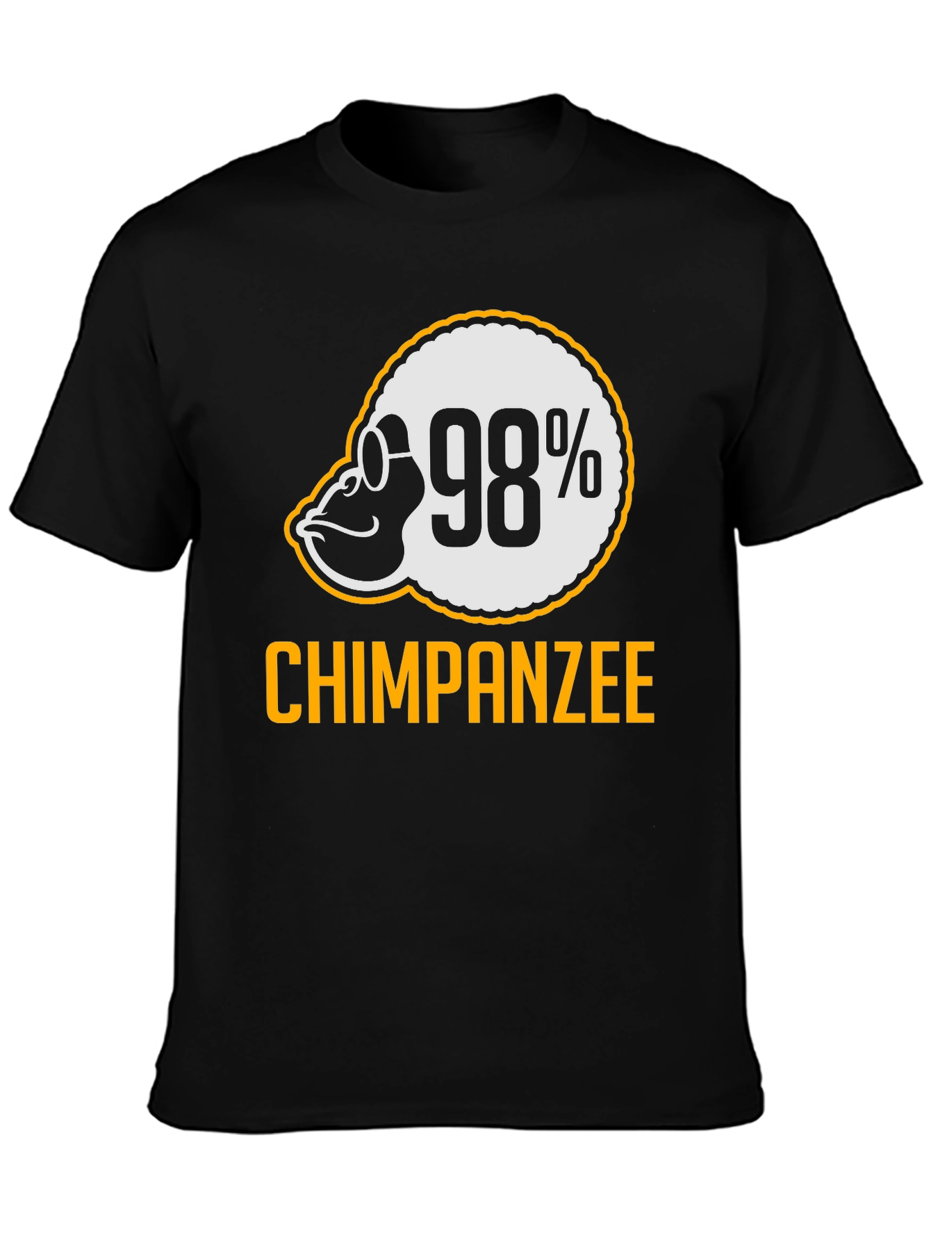 Black 98% Chimpanzee T-Shirt - Funny Ape Graphic Tee view 3