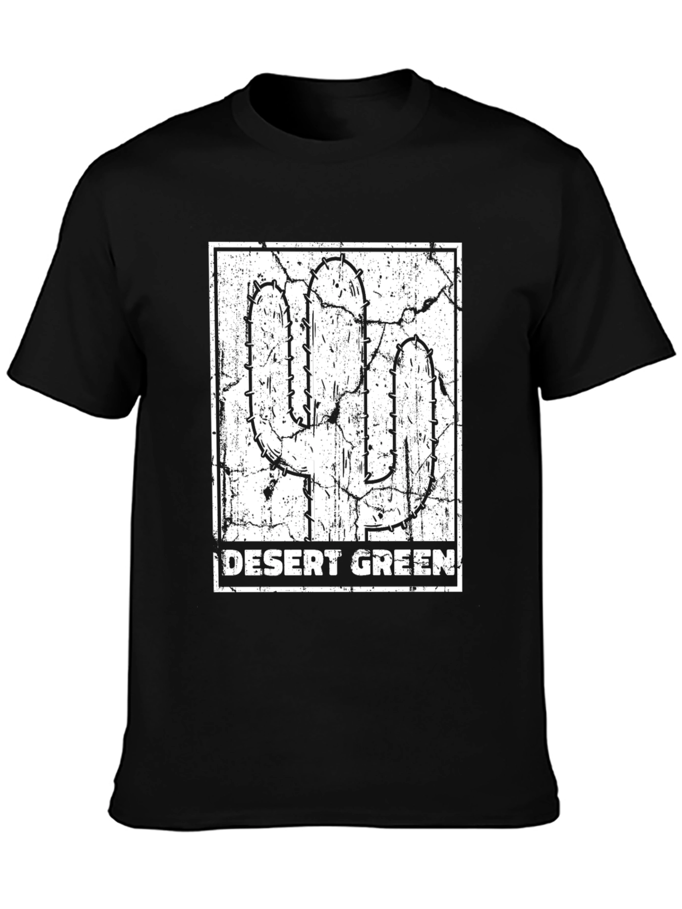 Black Desert Green Cactus Graphic T-Shirt view 3