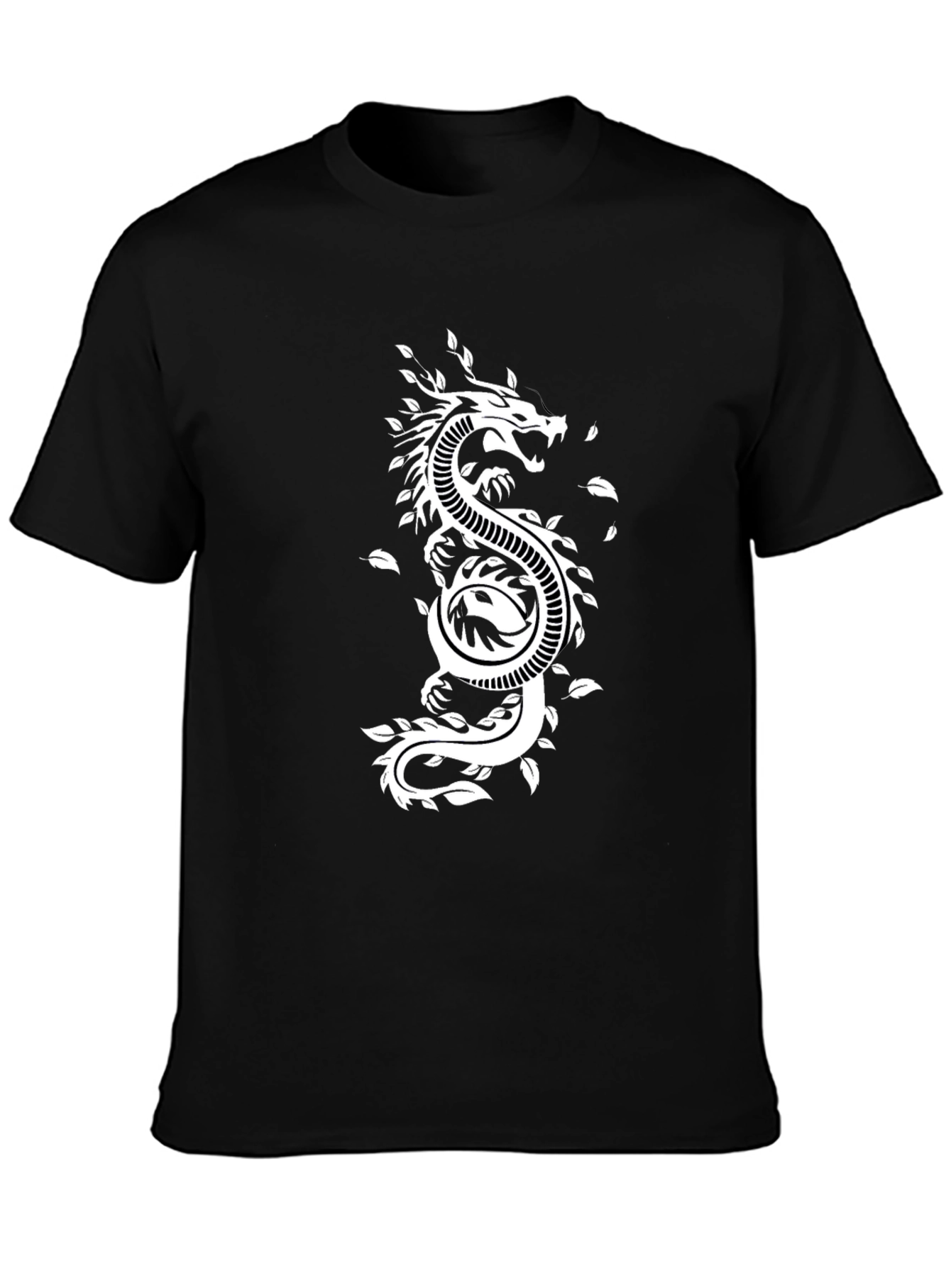 Black Dragon Yin Yang Graphic Tee - Black Cotton Blend view 3