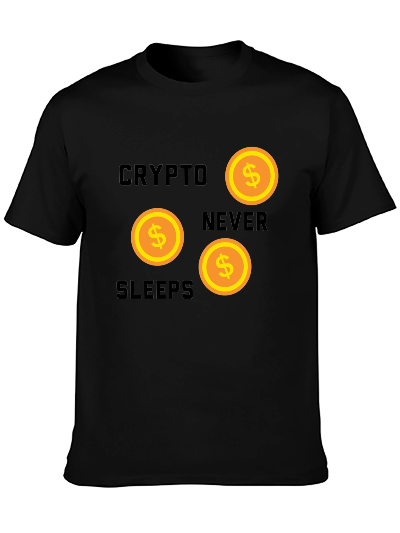 Black Crypto Never Sleeps Graphic Tee view 3