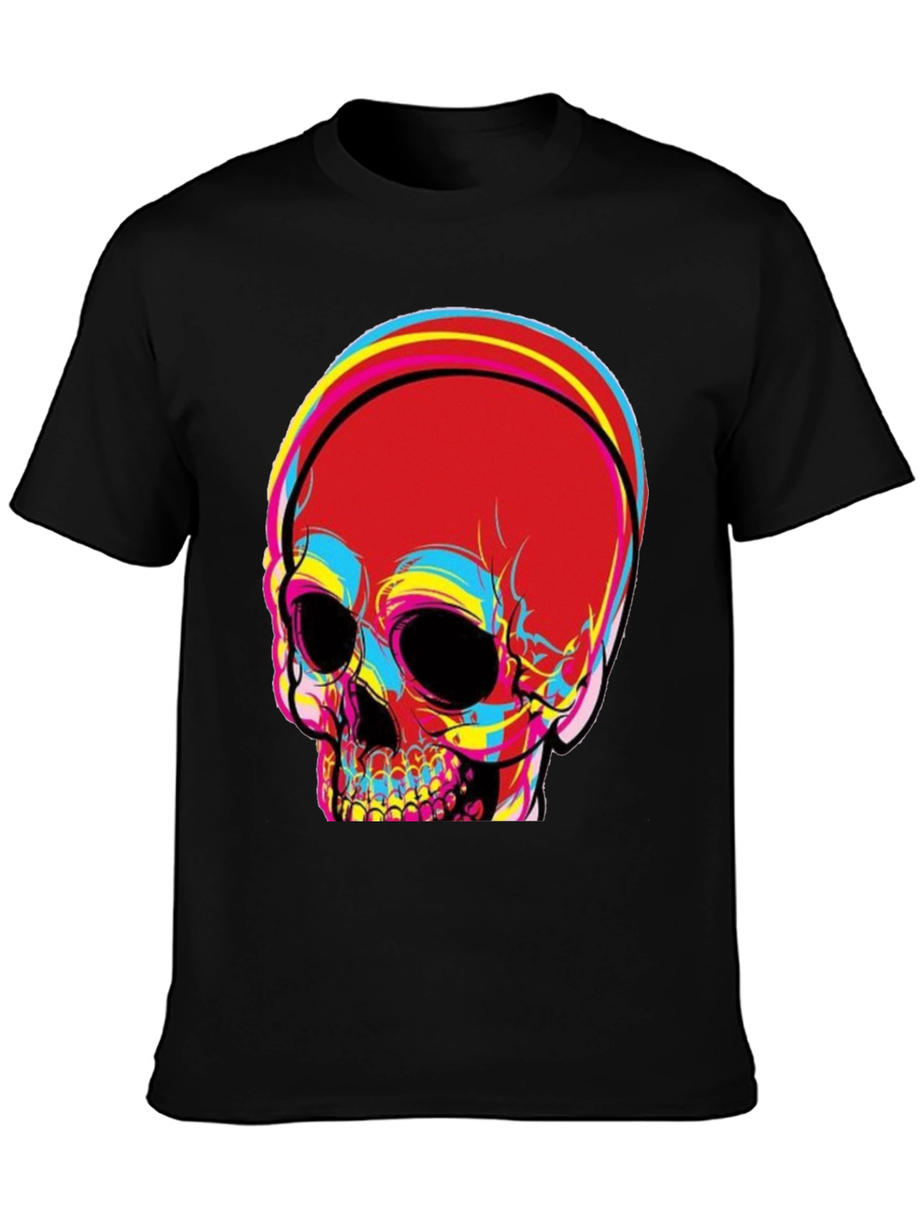 Black Skull Graphic Print Men's Black T-Shirt view 3