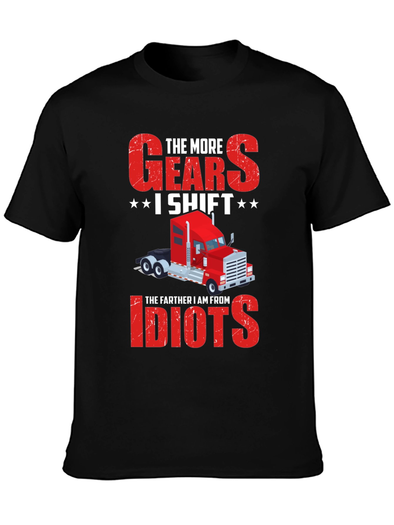 Black Trucker's Gears T-Shirt - Funny Truck Driver Gift view 3