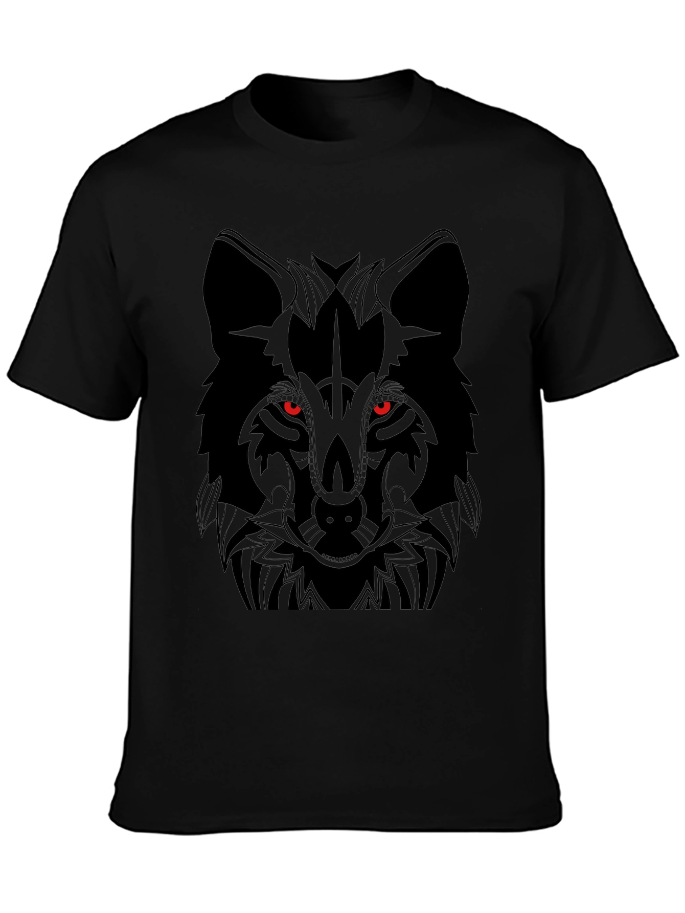 Black Men's Black Wolf Graphic T-Shirt view 3