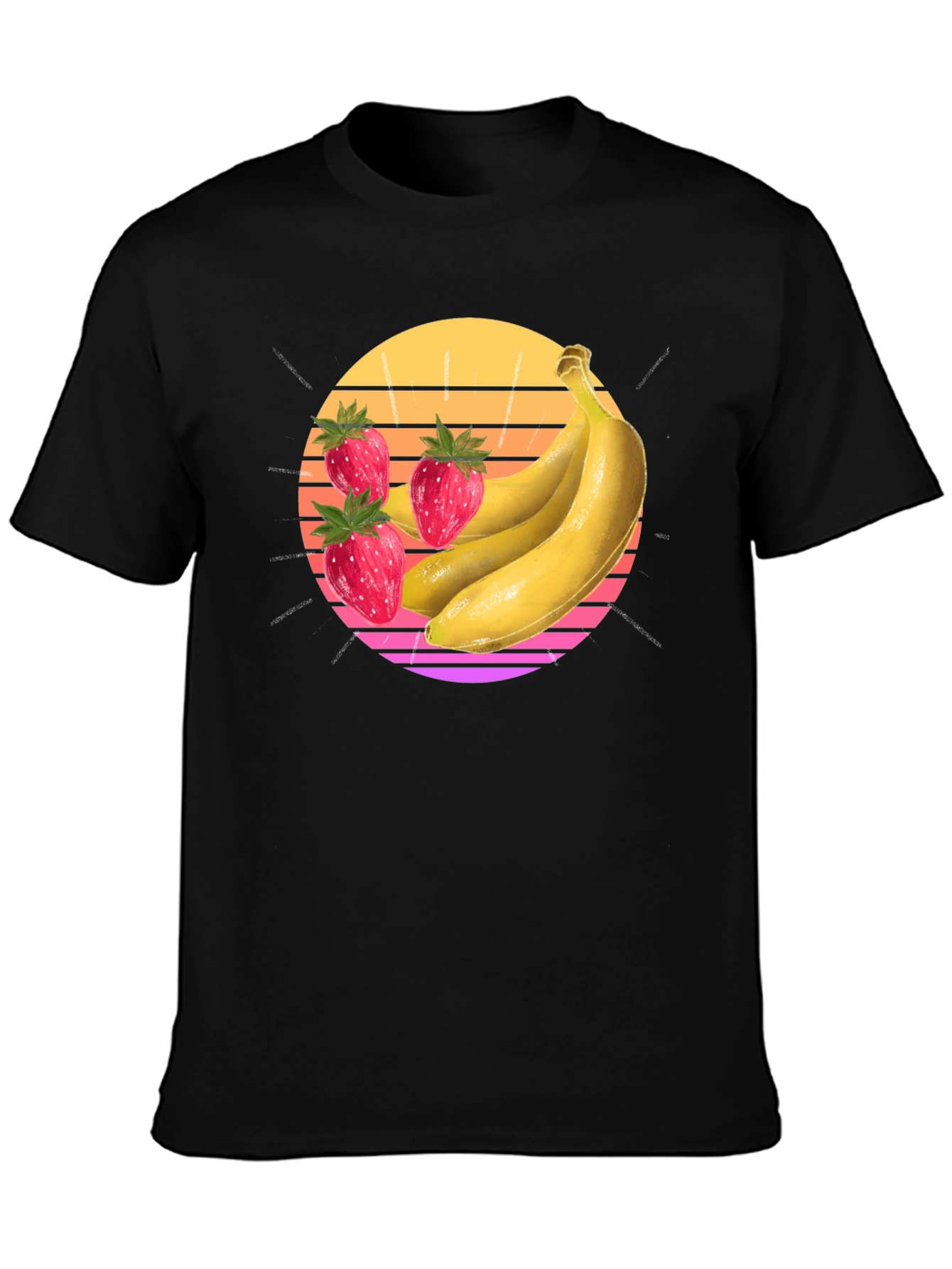 Black Strawberry Banana Sunset Graphic Tee view 3