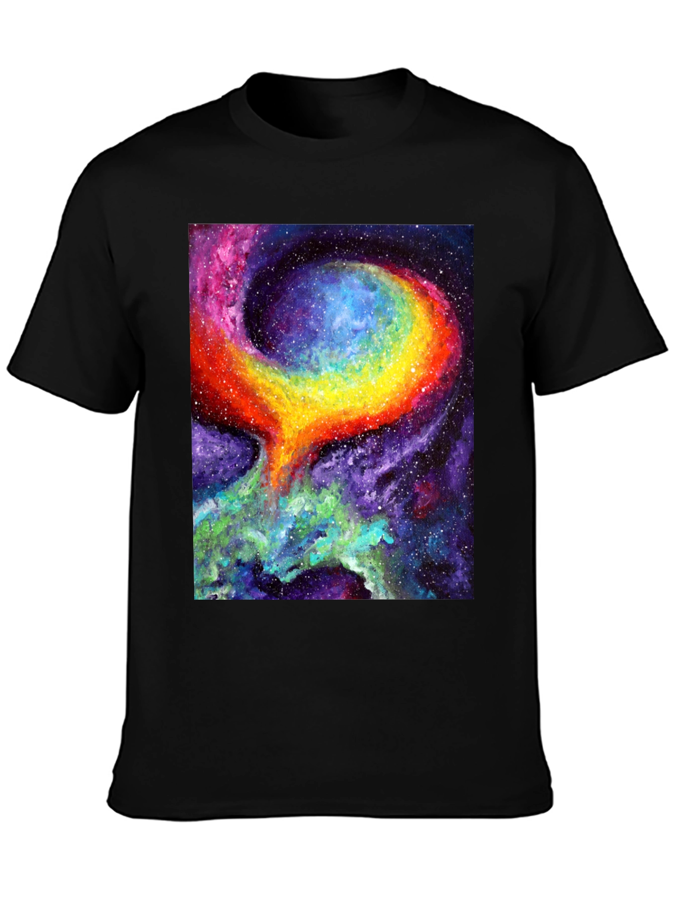 Black Nebula Art Black T-Shirt - Cosmic Galaxy Design view 3