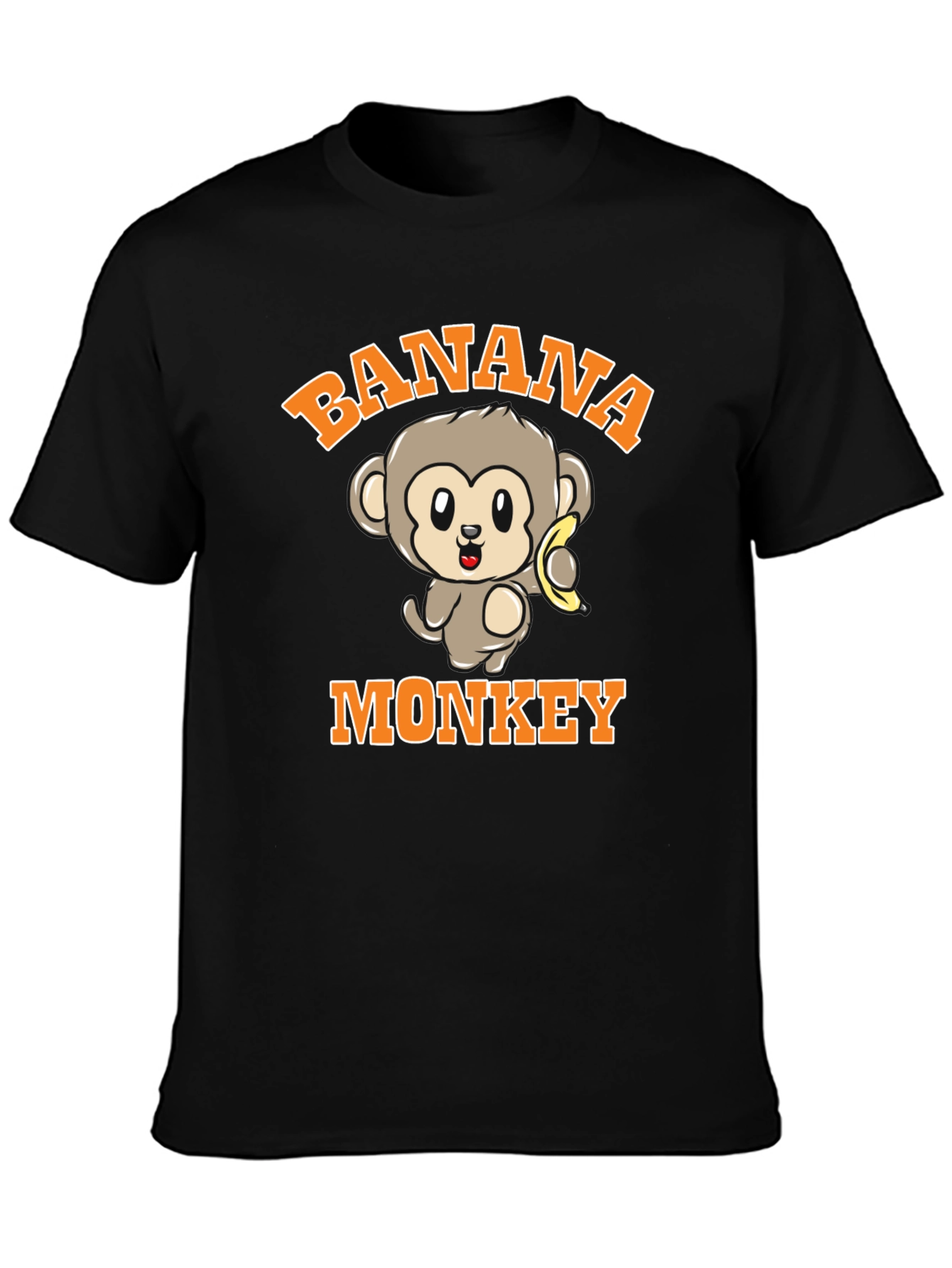 Black Banana Monkey Graphic Print Black T-Shirt view 3