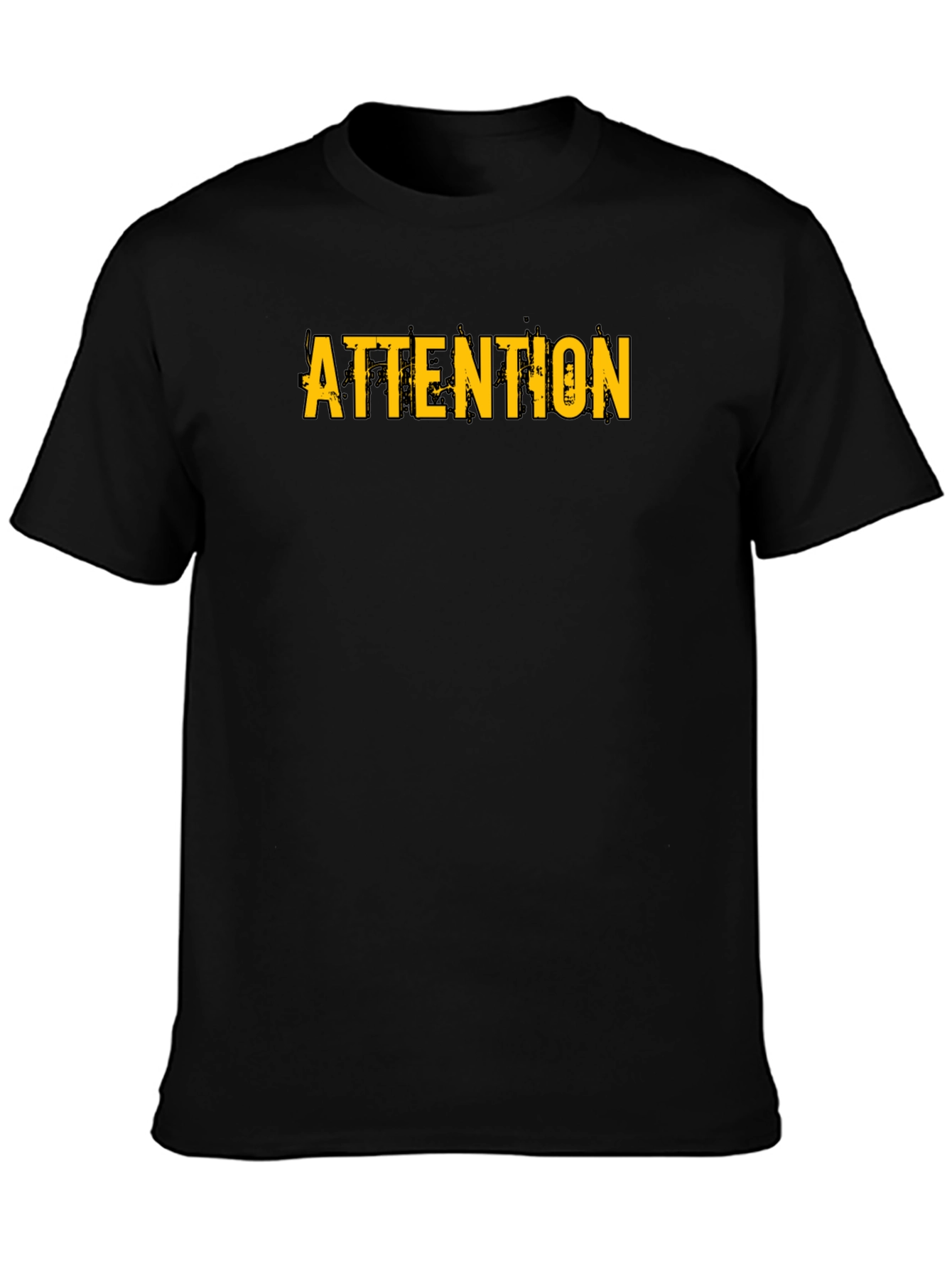 Black Attention Graphic Print Black T-Shirt view 3