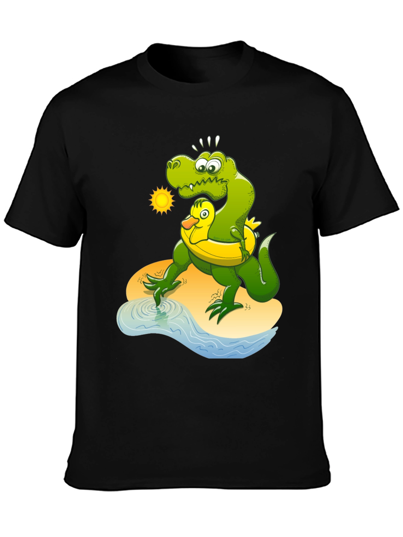 Black Dino & Duck Beach T-Shirt view 3