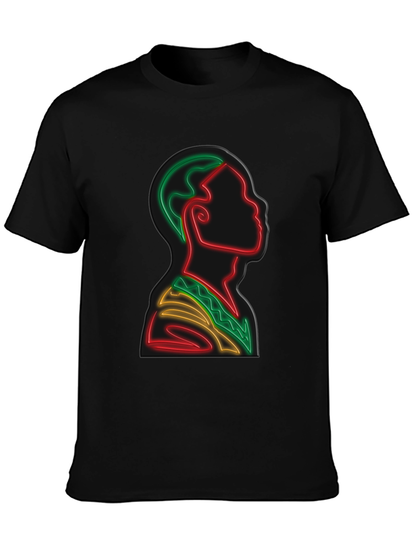 Black Neon Portrait Graphic Tee - Black view 3