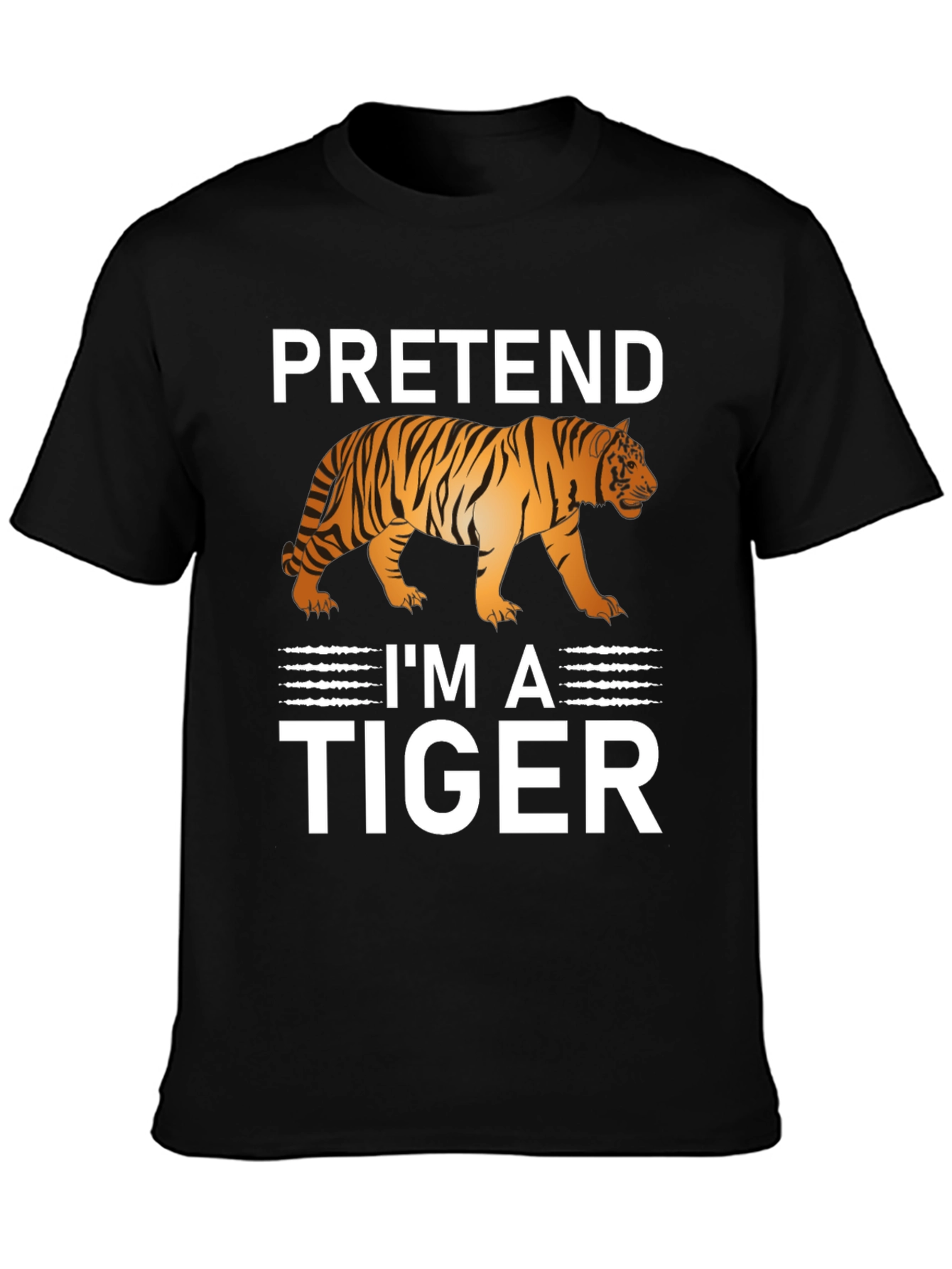 Black Pretend I'm A Tiger Funny Graphic T-Shirt view 3
