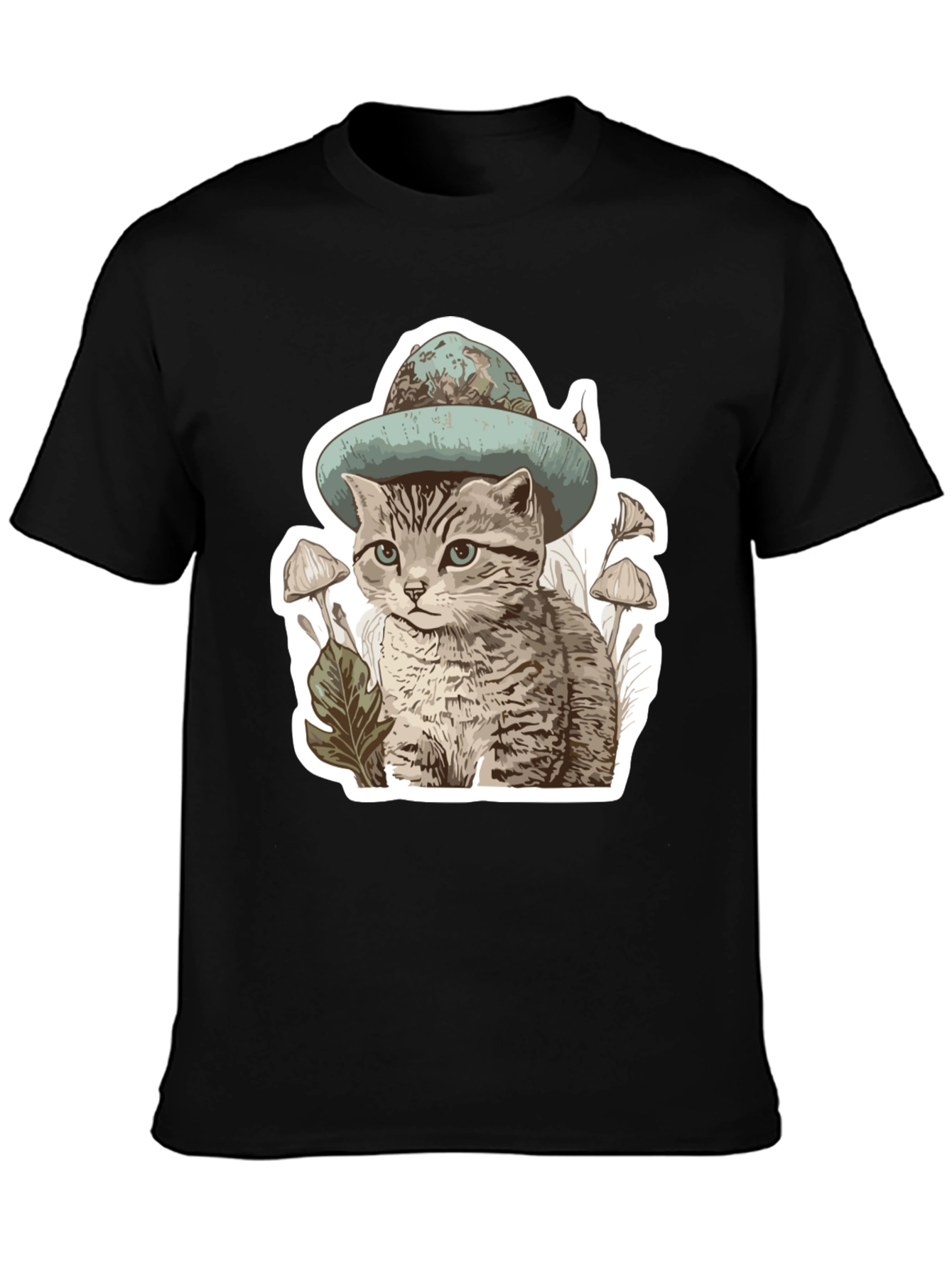 Black Cat in Hat T-Shirt - Funky Graphic Tee view 3