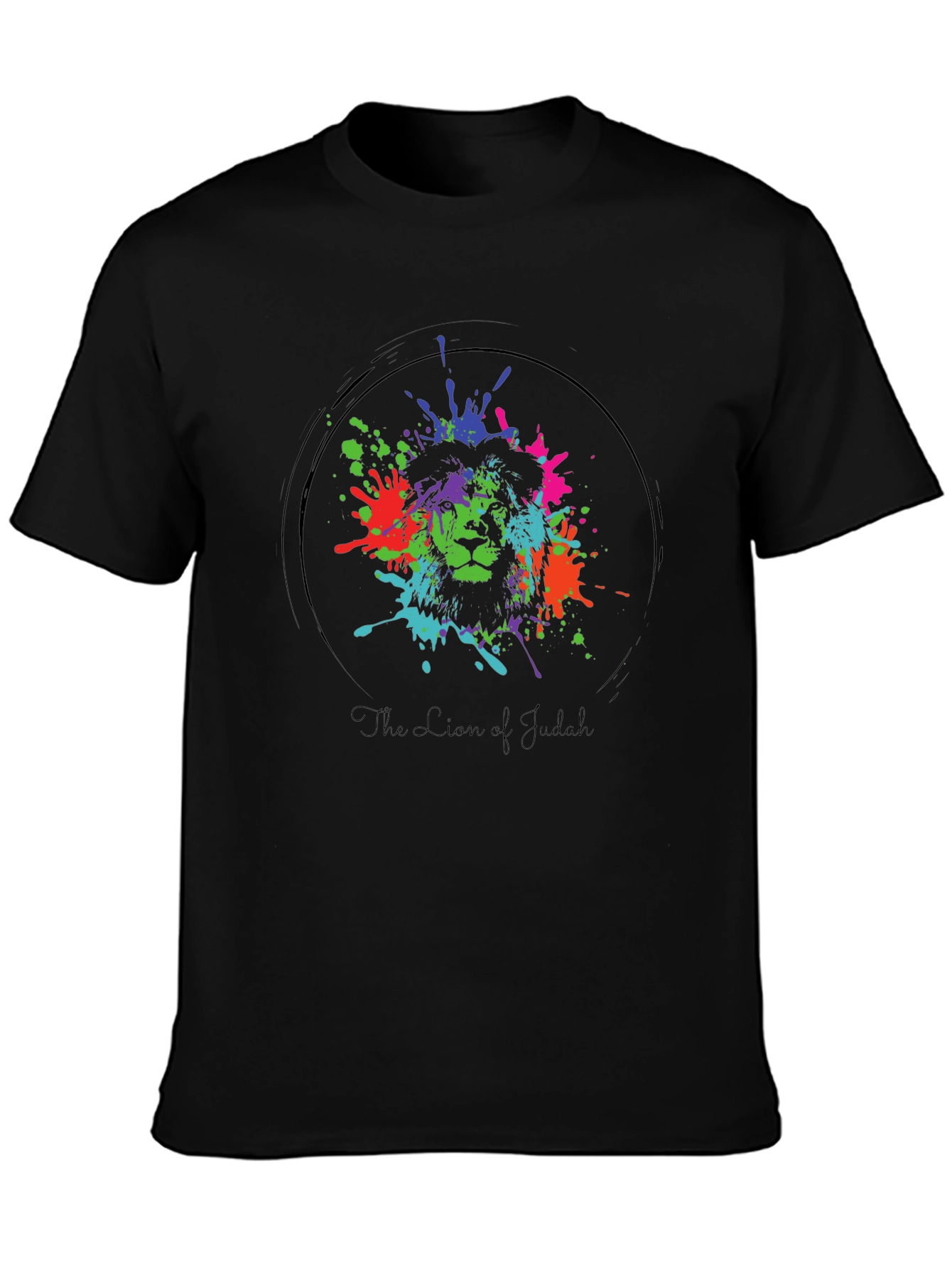 Black Lion of Judah Splatter Print Black T-Shirt view 3