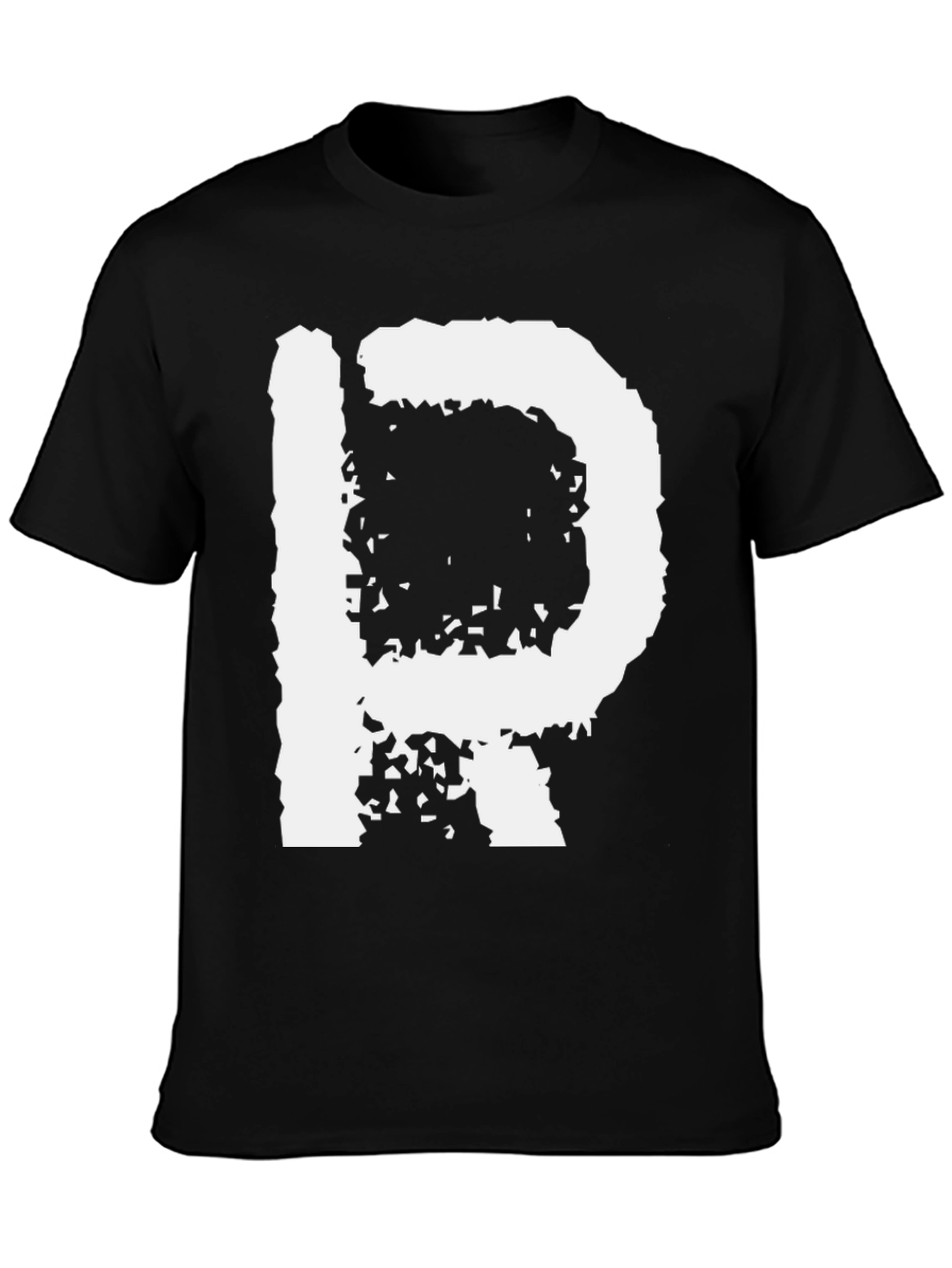Black Abstract Letter P Graphic Tee - Black Cotton Casual Shirt view 3