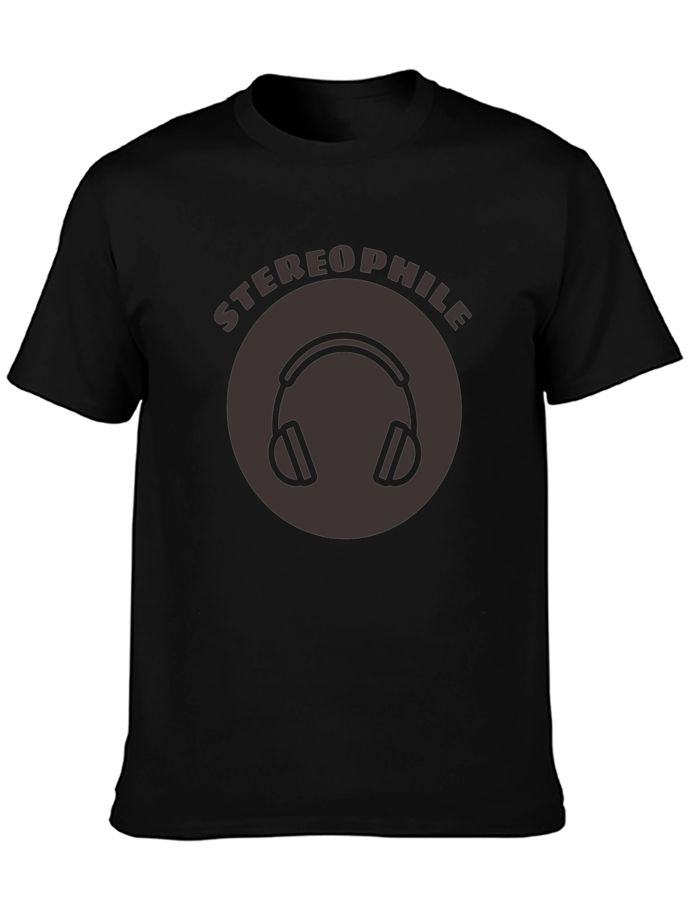 Black Stereophile Headphone Graphic Tee view 3