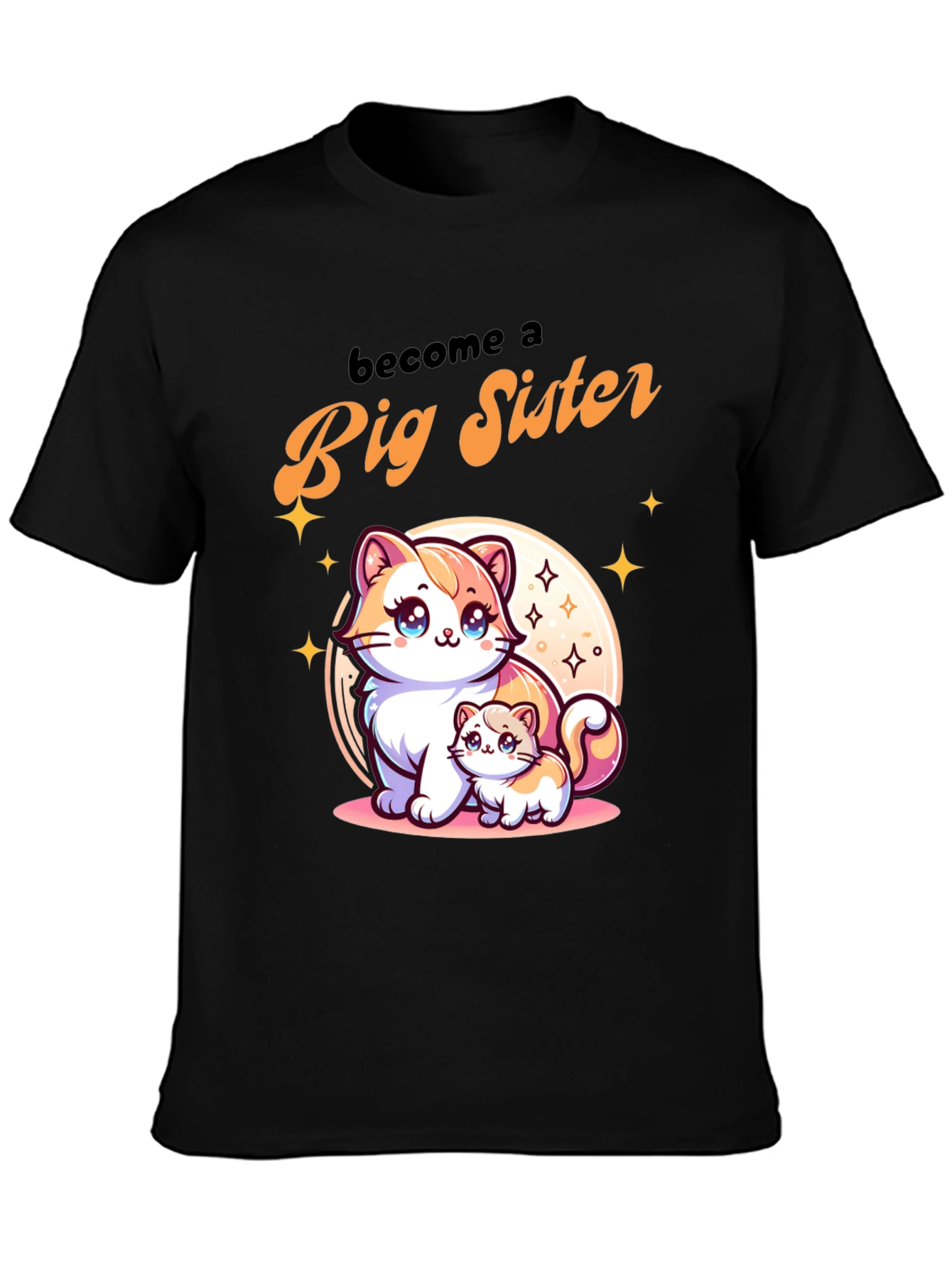Black Big Sister Cat T-Shirt view 3