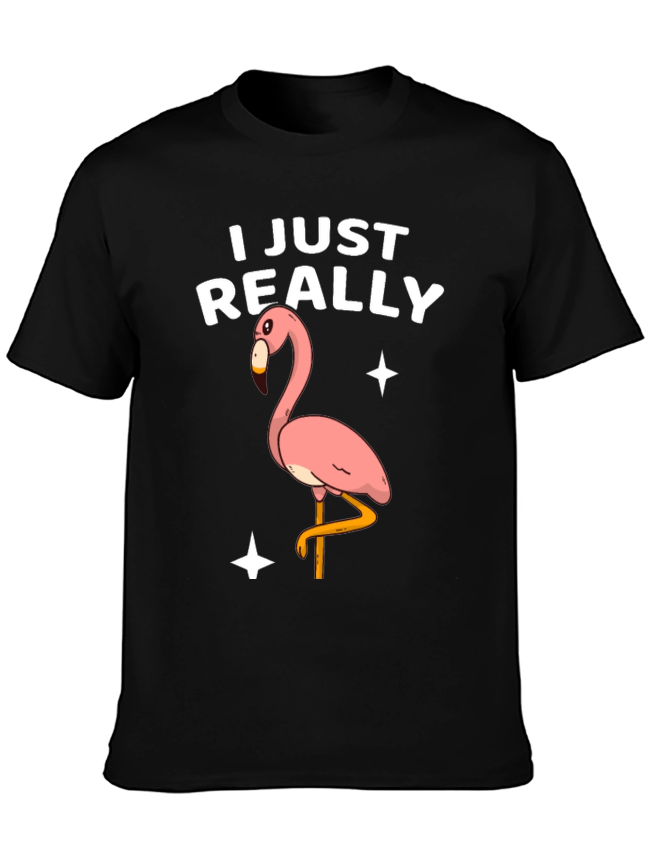 Black Funny Flamingo T-Shirt - I Just Really Like Flamingos view 3