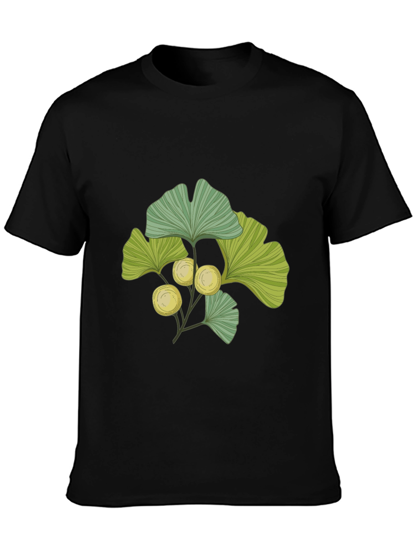 Black Ginkgo Leaf Print T-Shirt - Nature Inspired Design view 3
