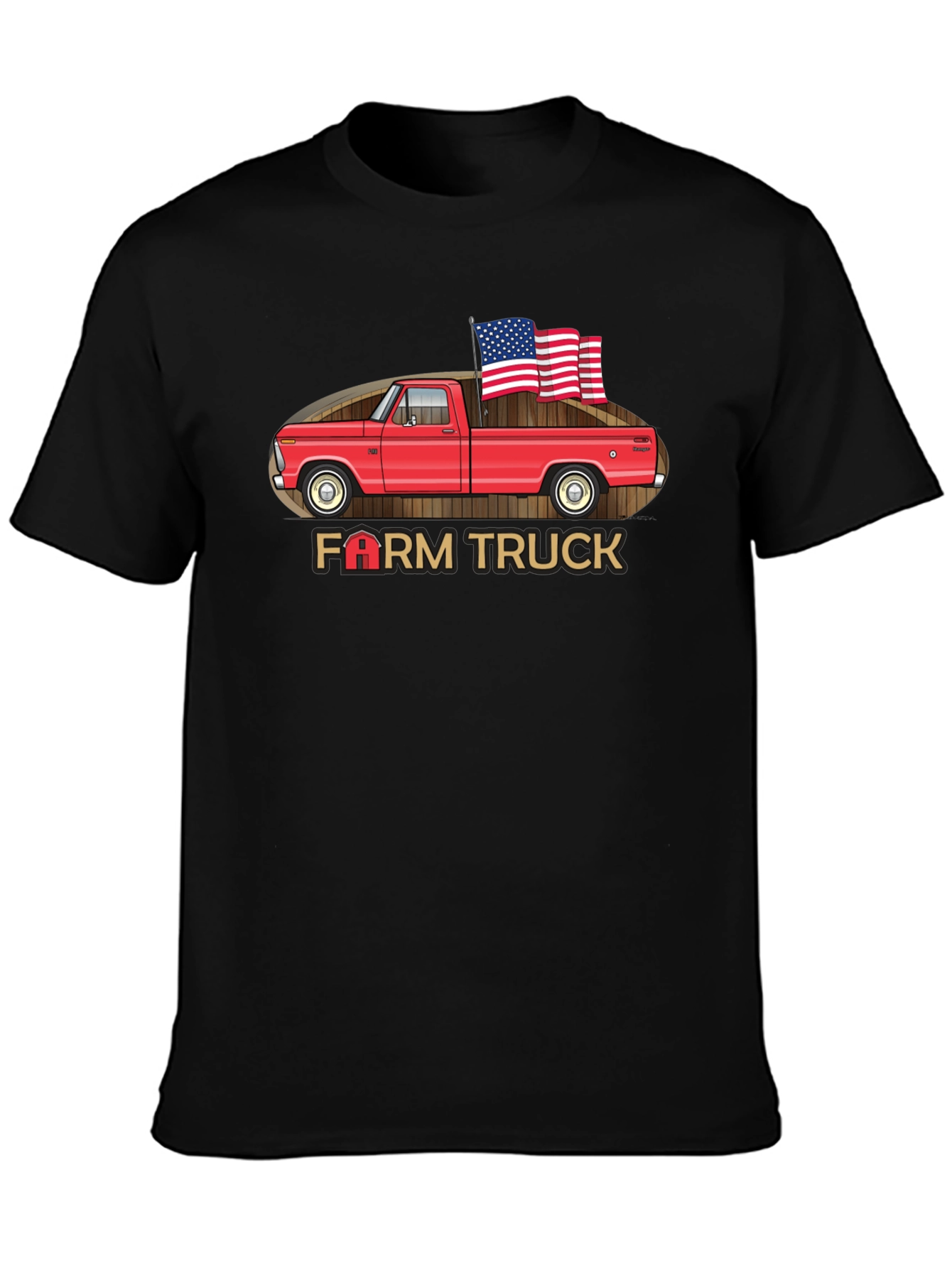 Farm Truck American Flag Graphic T-Shirt - 3