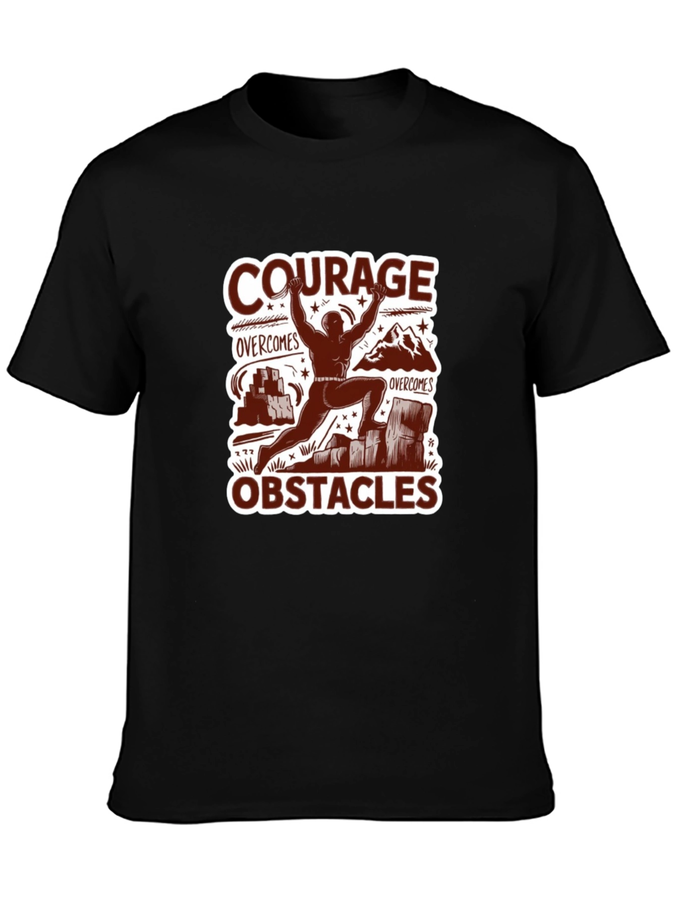 Black Courage Overcomes Obstacles Graphic T-Shirt view 3