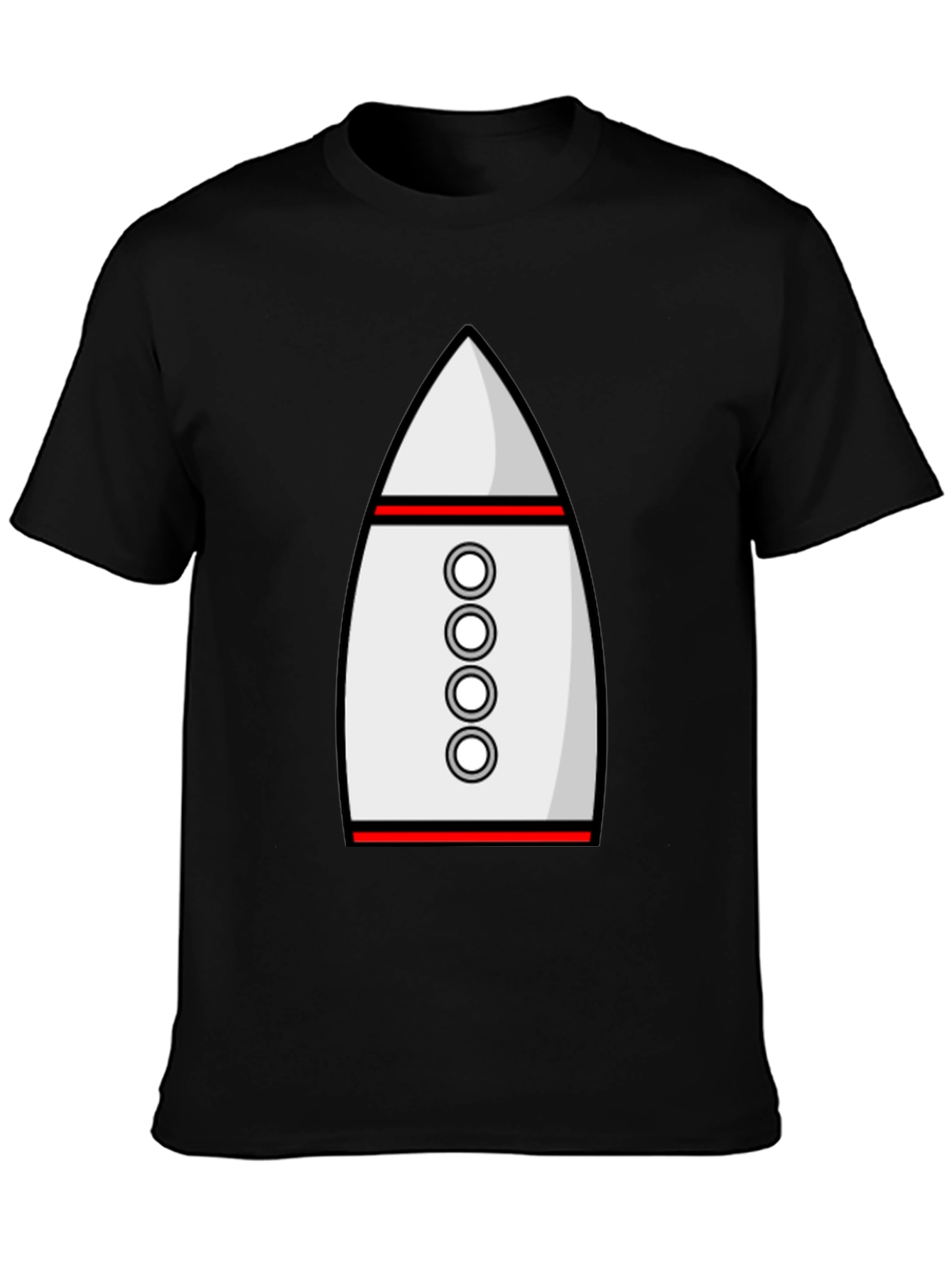 Black Rocket T-Shirt - Black Crew Neck Cotton Blend Tee view 3