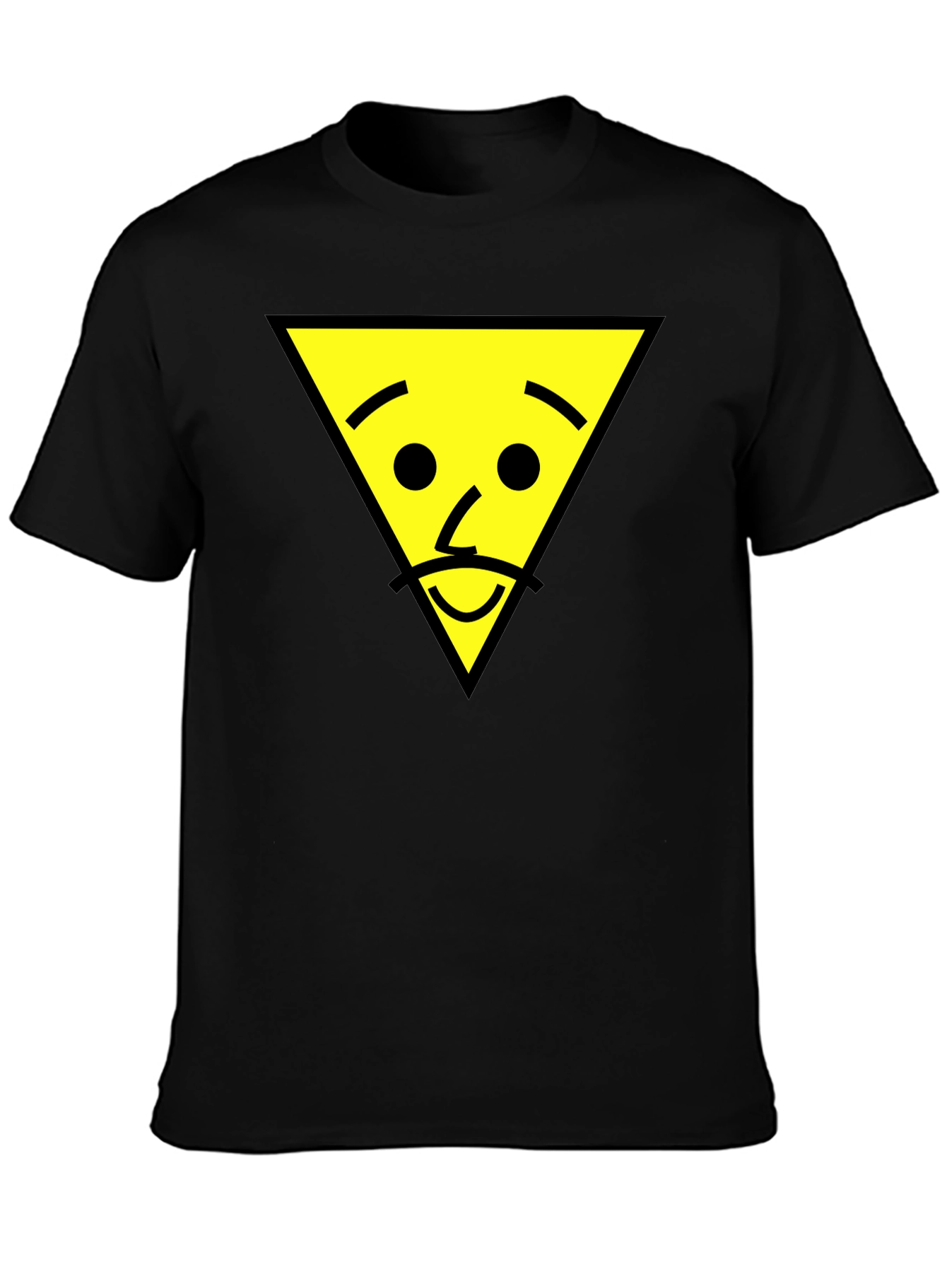 Black Triangle Face Graphic Tee - Black Cotton T-Shirt view 3