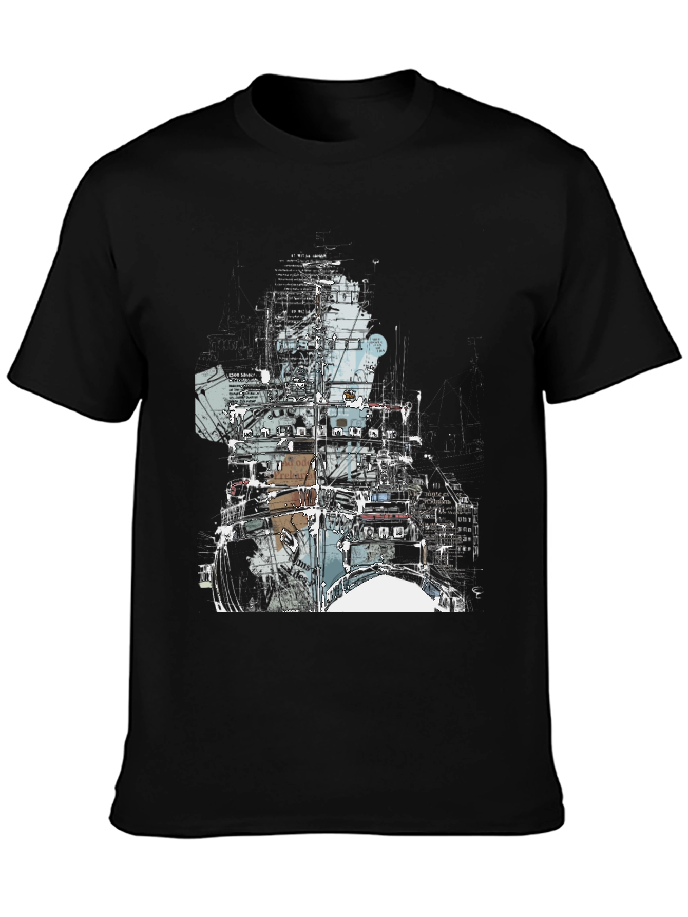 Black Abstract Drums Graphic T-Shirt - Modern Music Tee view 3
