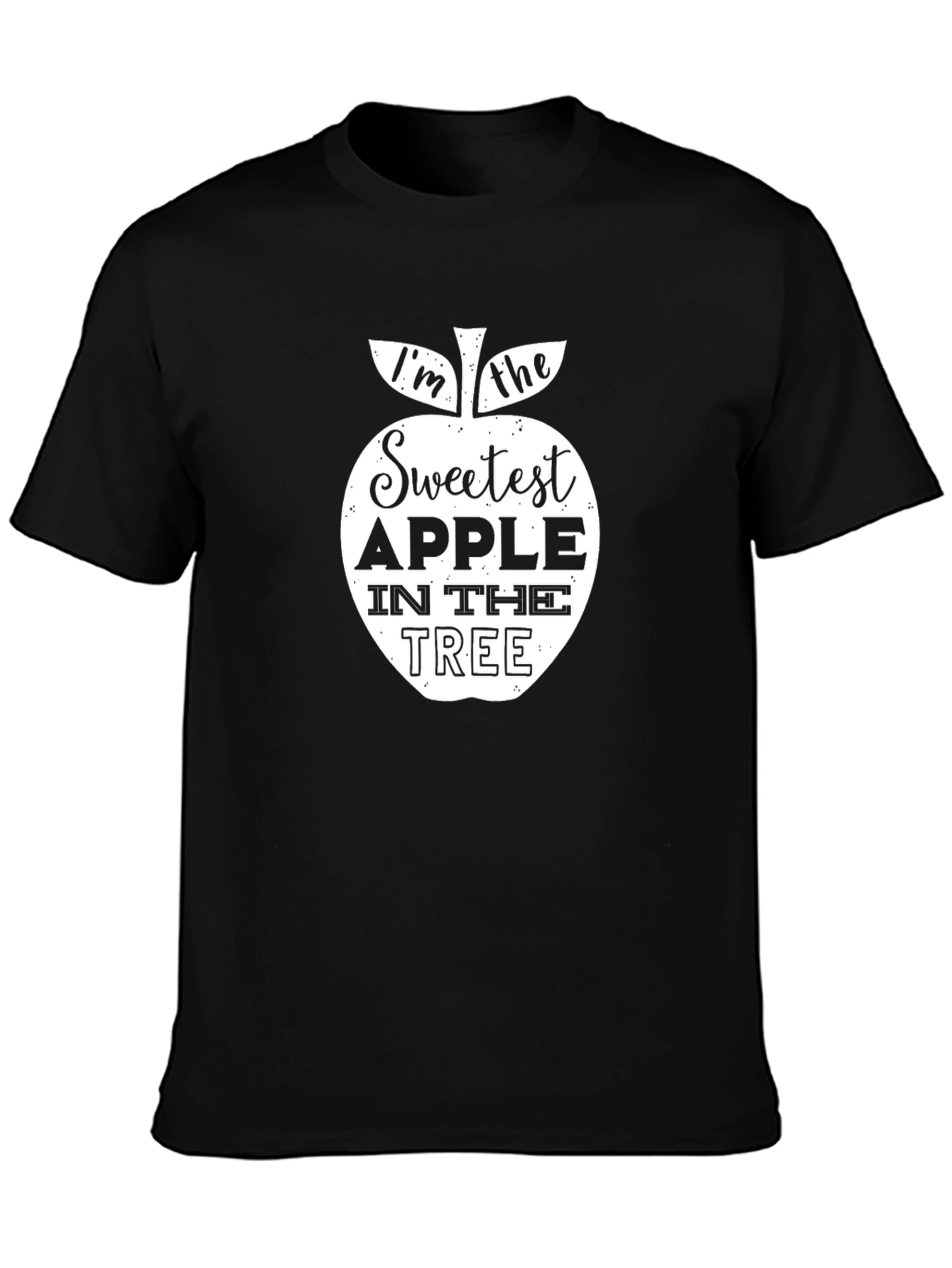 Black Sweetest Apple T-Shirt, Black Cotton Tee view 3