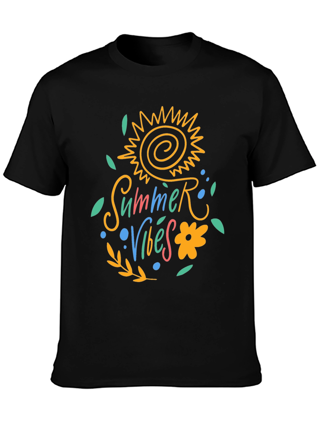 Black Summer Vibes Graphic Tee - Black view 3