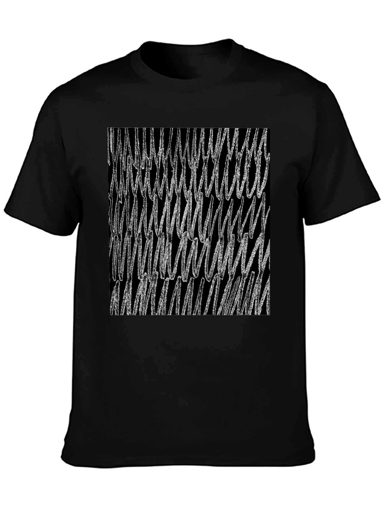 Black Abstract Scribble Graphic Black T-Shirt view 3