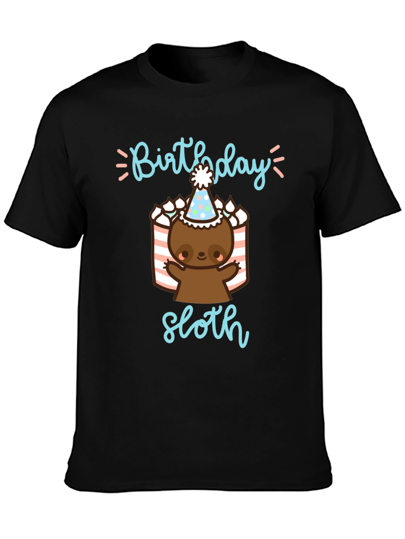 Black Birthday Sloth T-Shirt view 3