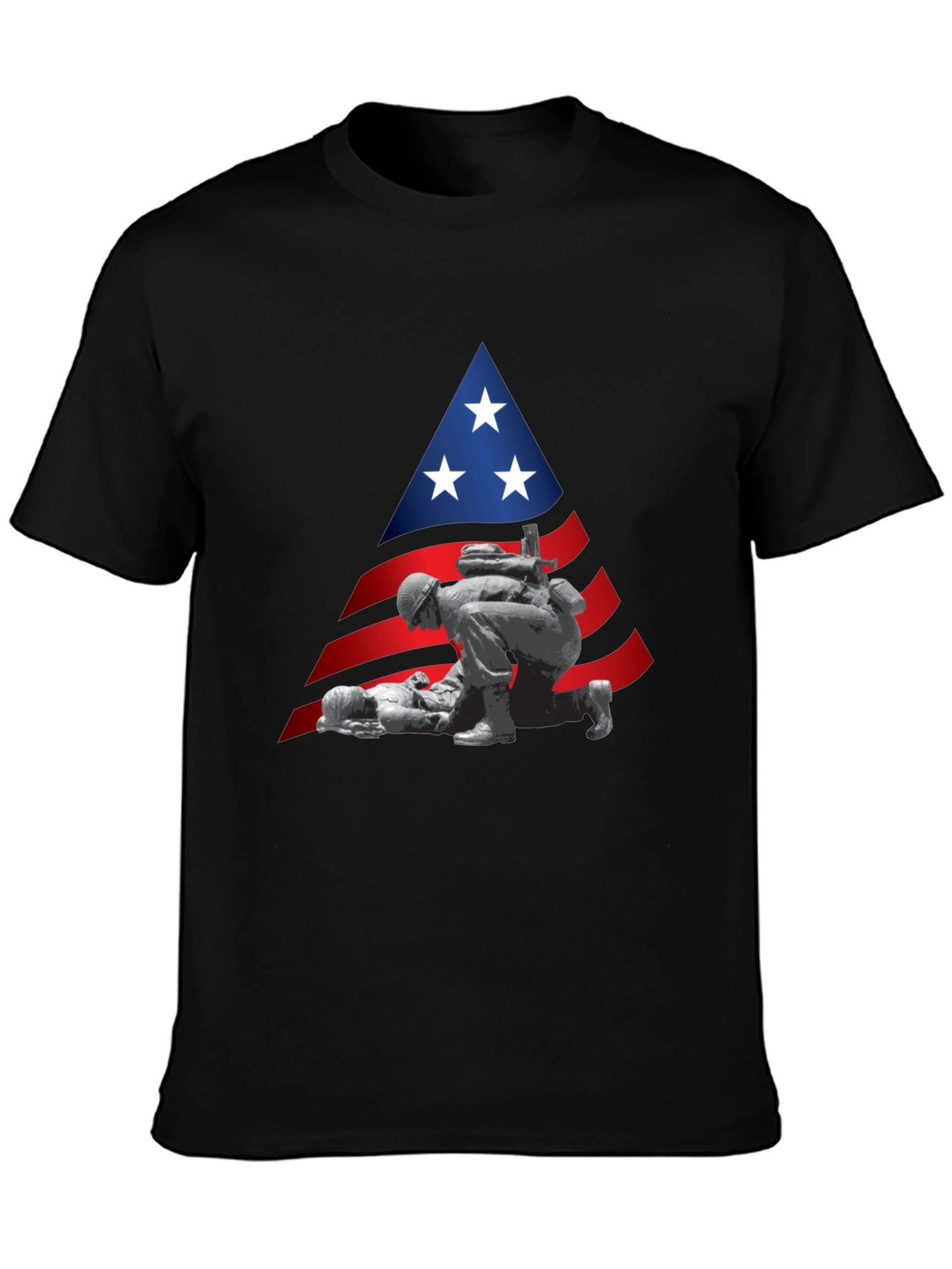 Black Patriotic Soldier T-Shirt - Support Our Troops! view 3
