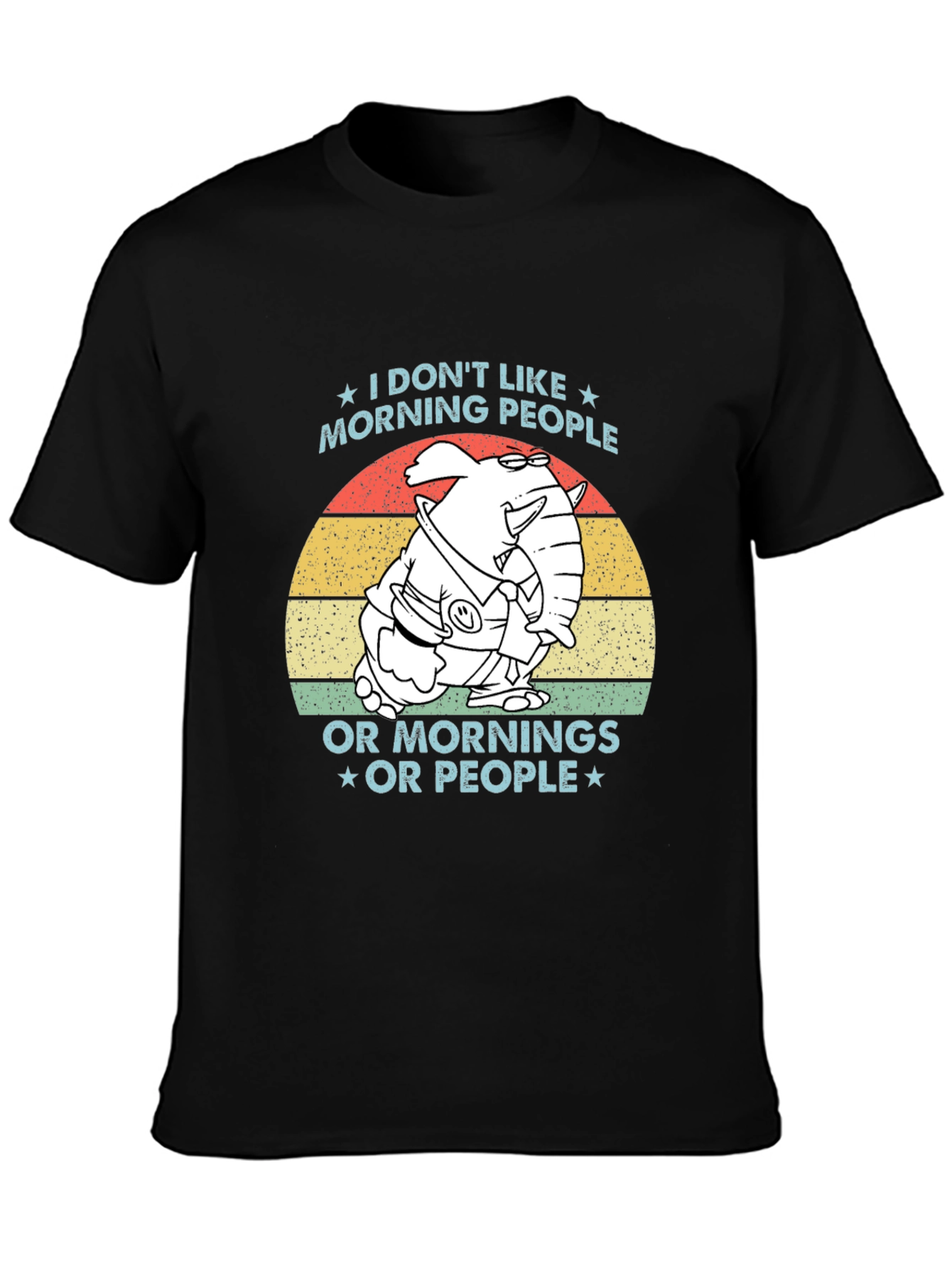 Black Funny "I Don't Like Morning People" Graphic Tee view 3