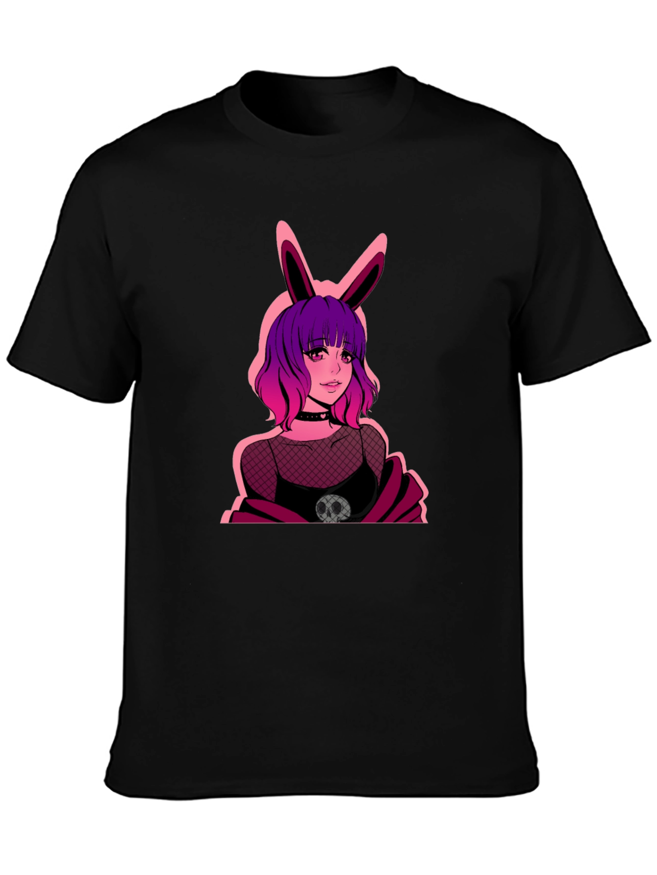Black Goth Anime Bunny Girl Graphic Tee view 3