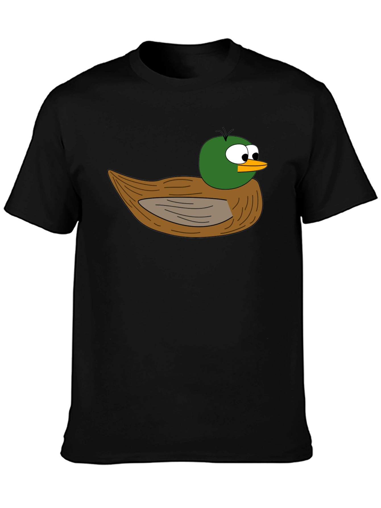 Black Cartoon Duck Graphic Black T-Shirt view 3