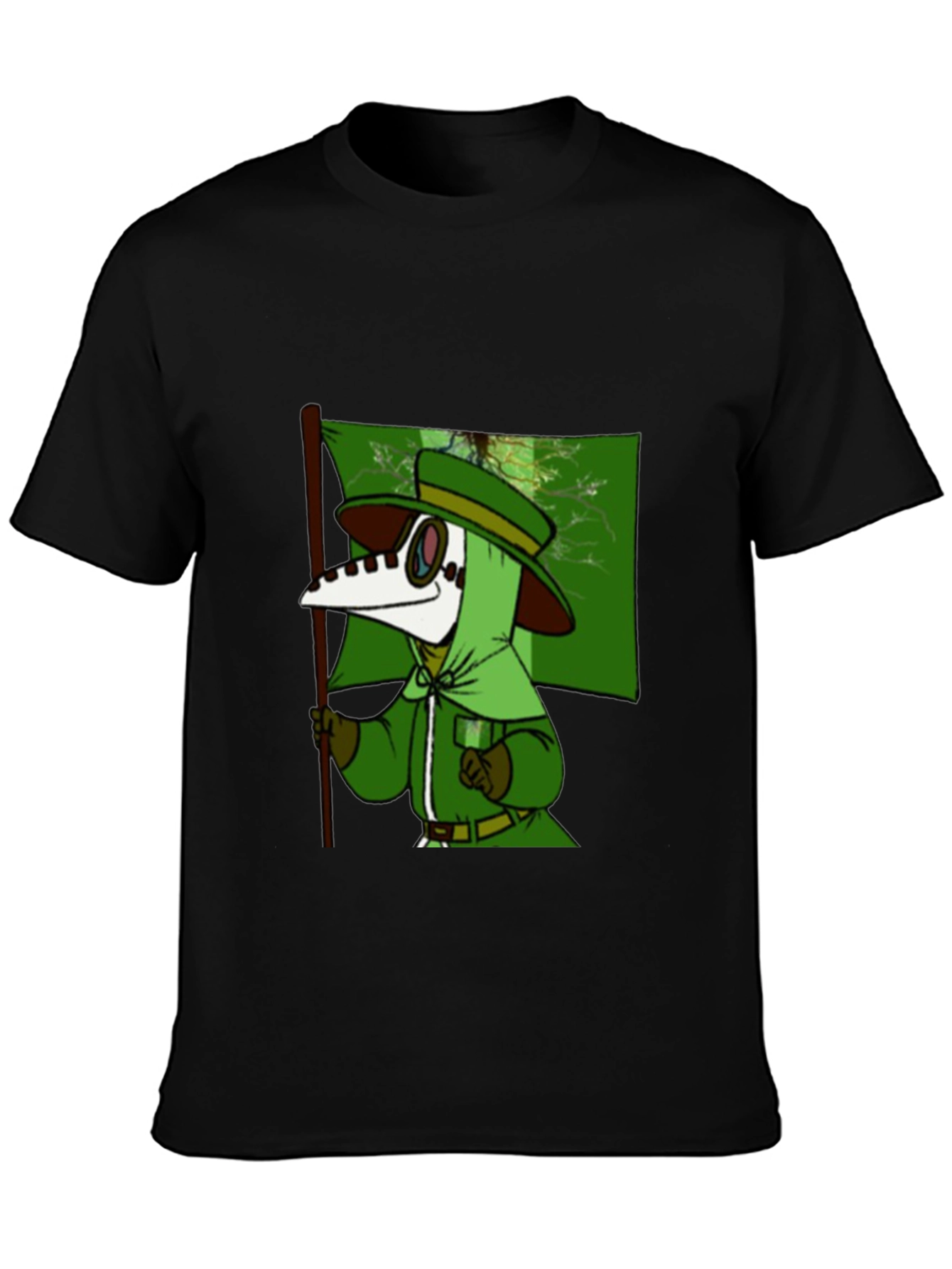 Black Plague Doctor Cartoon T-Shirt - Unique Graphic Tee view 3