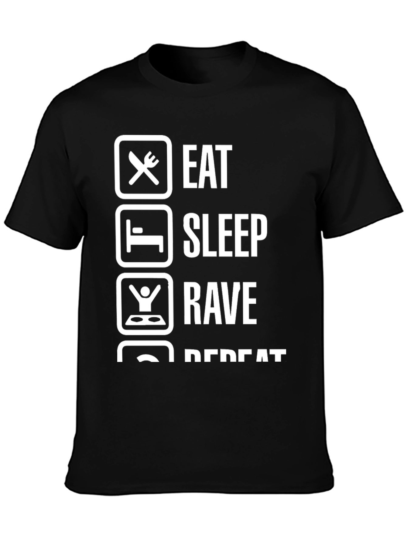Black Eat Sleep Rave Repeat Graphic Tee view 3