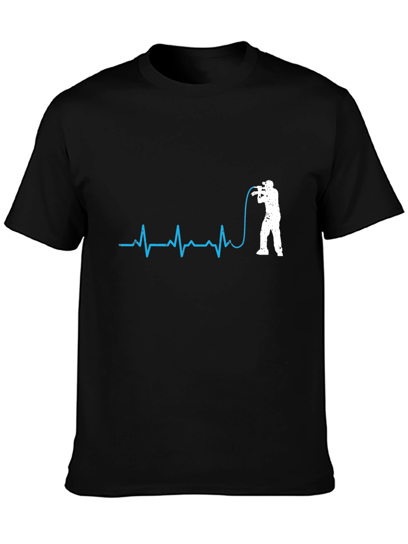 Black Photographer Heartbeat T-Shirt - Black Graphic Tee view 3