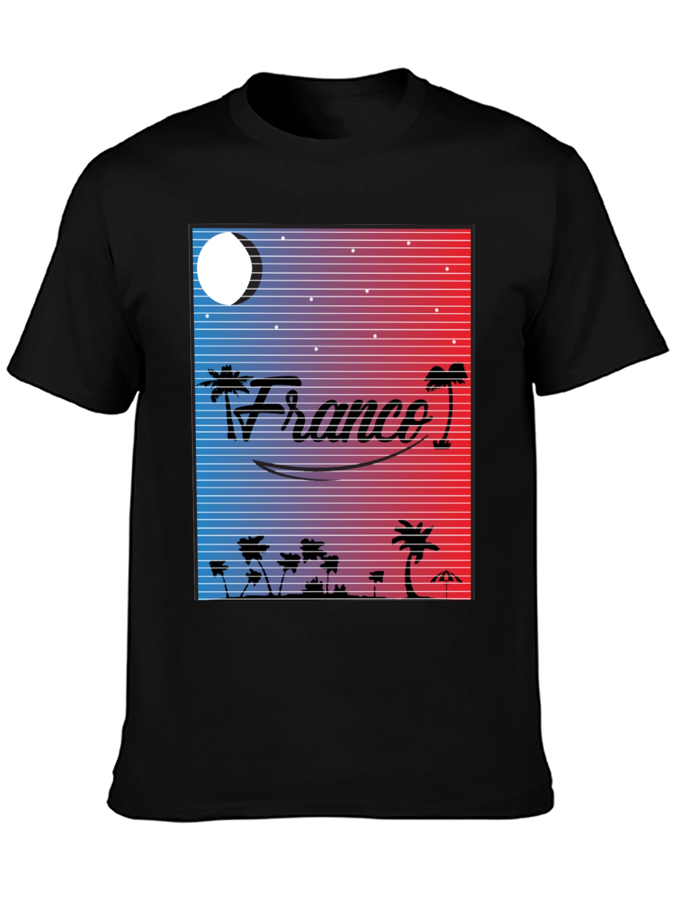 Black France Retro Graphic T-Shirt - Black view 3