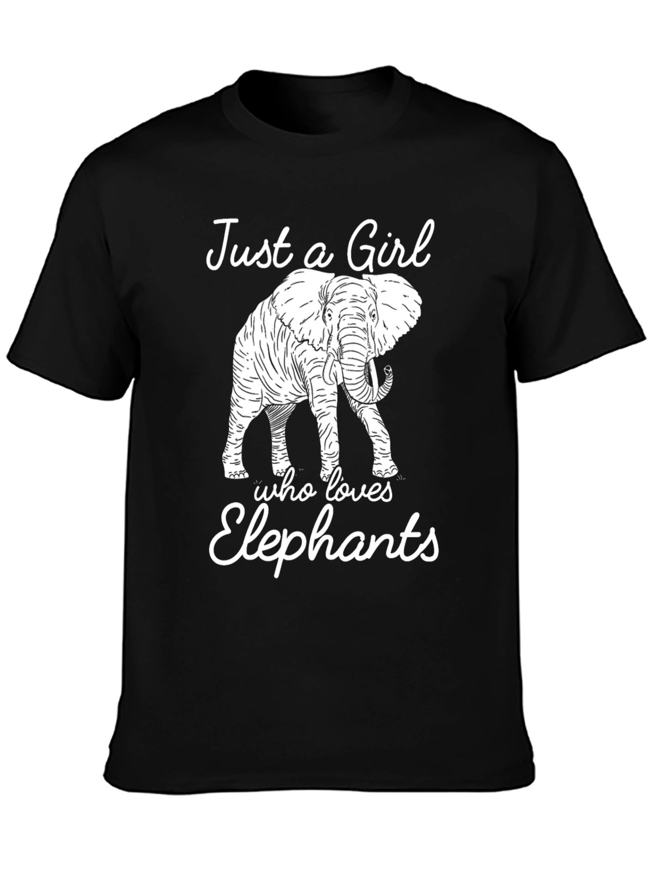 Black Just a Girl Who Loves Elephants T-Shirt view 3
