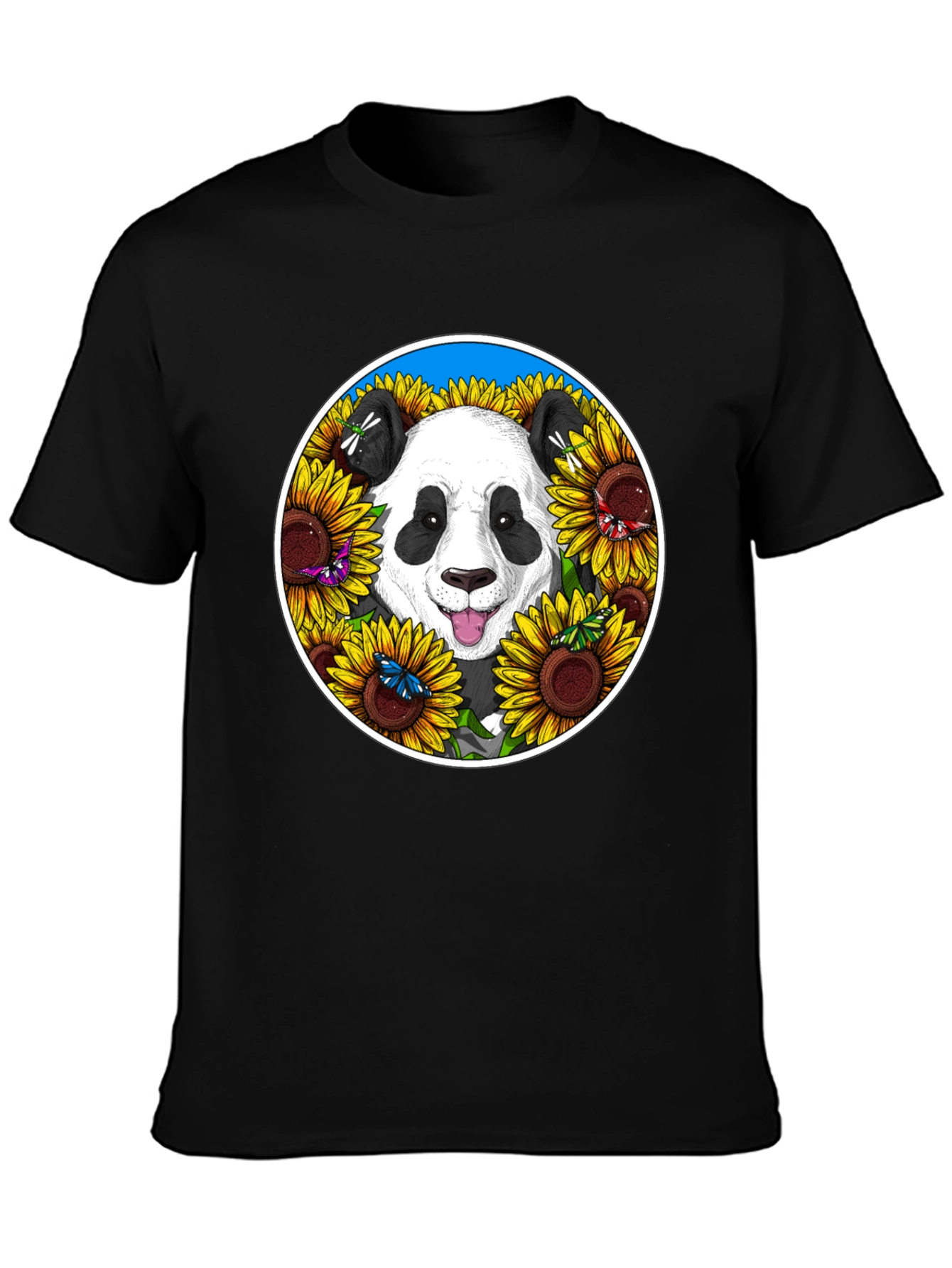 Black Panda Sunflower Graphic Tee view 3