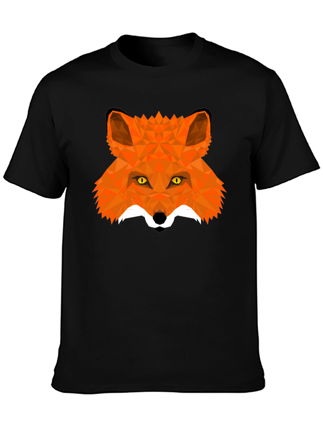 Black Geometric Fox Head T-Shirt view 3