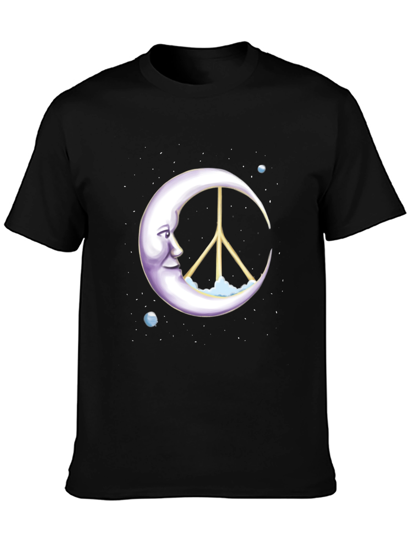 Black Peace Moon Graphic Tee - Soft Cotton Blend view 3