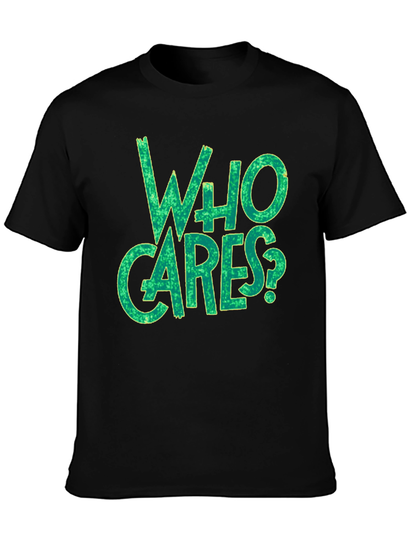 Black Who Cares? Graphic Print Black T-Shirt view 3