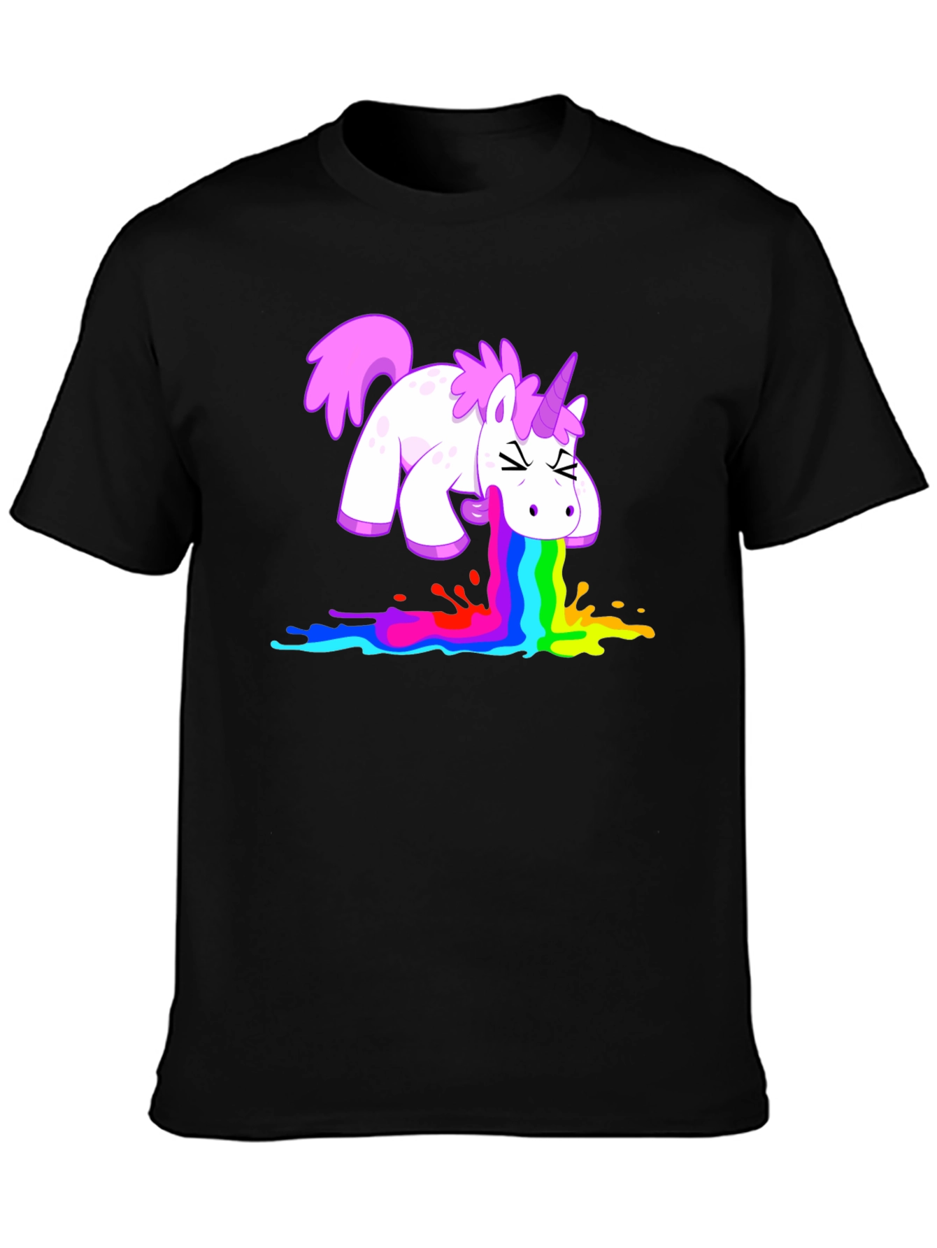 Black Unicorn Rainbow Vomit Graphic Tee view 3