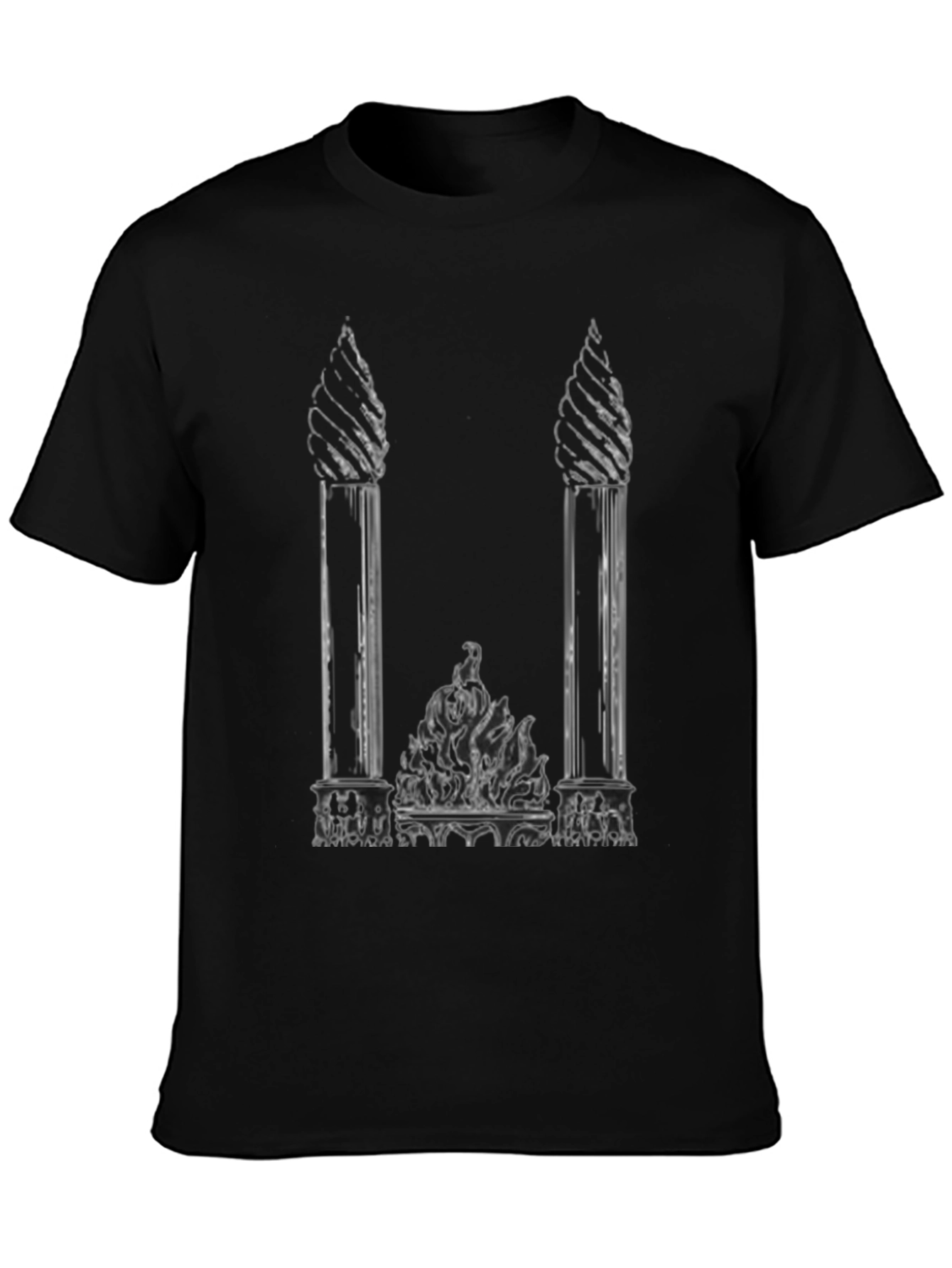 Black Gothic Columns Black T-Shirt - Unique Graphic Tee view 3