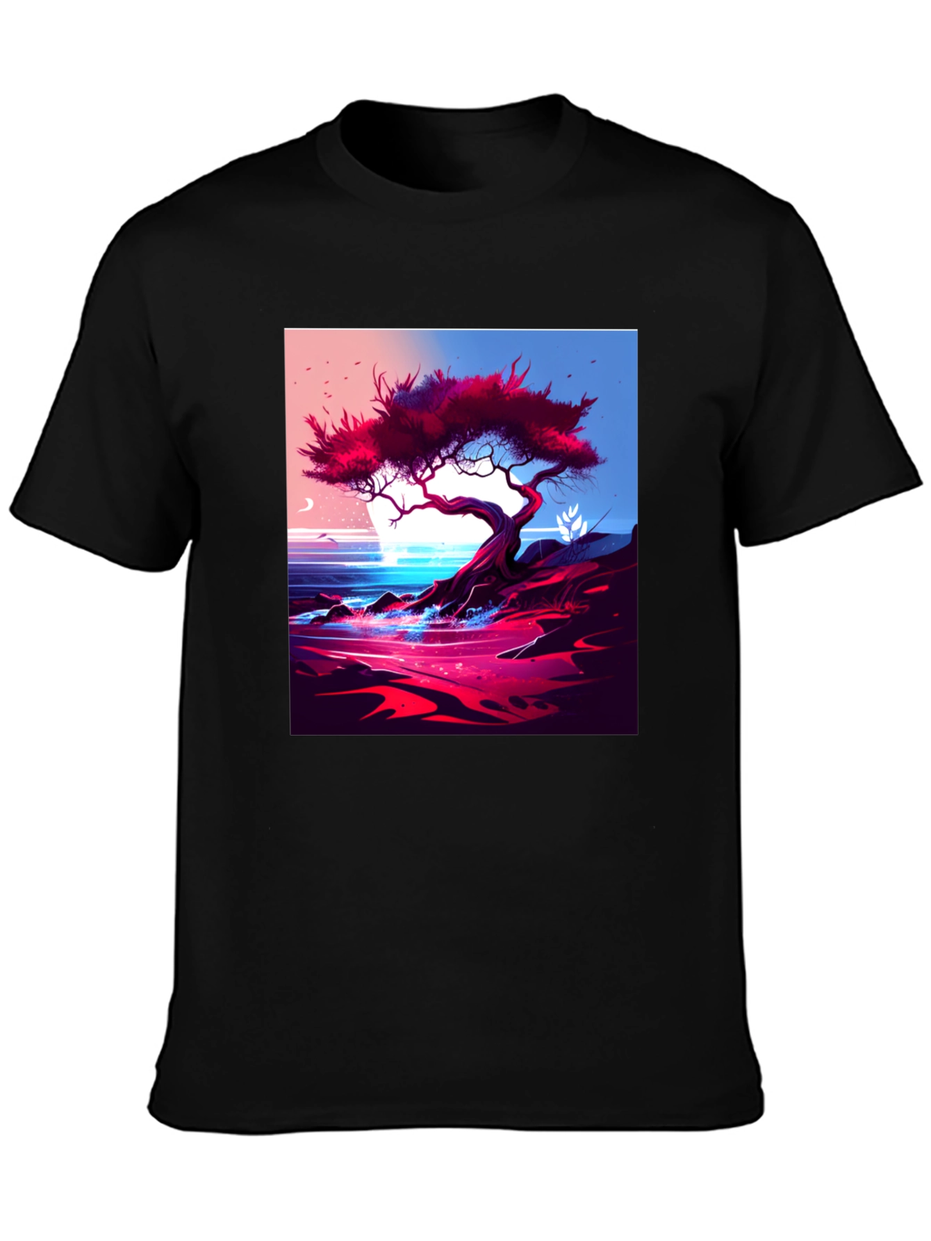 Black Tree on the Shoreline Graphic Tee view 3